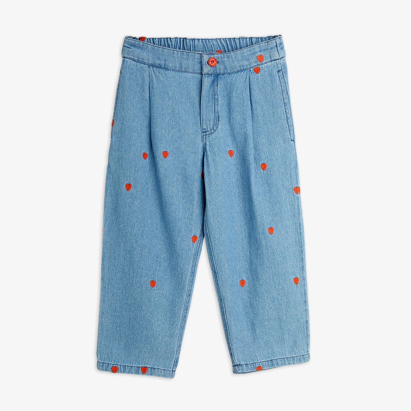 MINI RODINI MINI HEARTS WOVEN TROUSERS - DENIM
