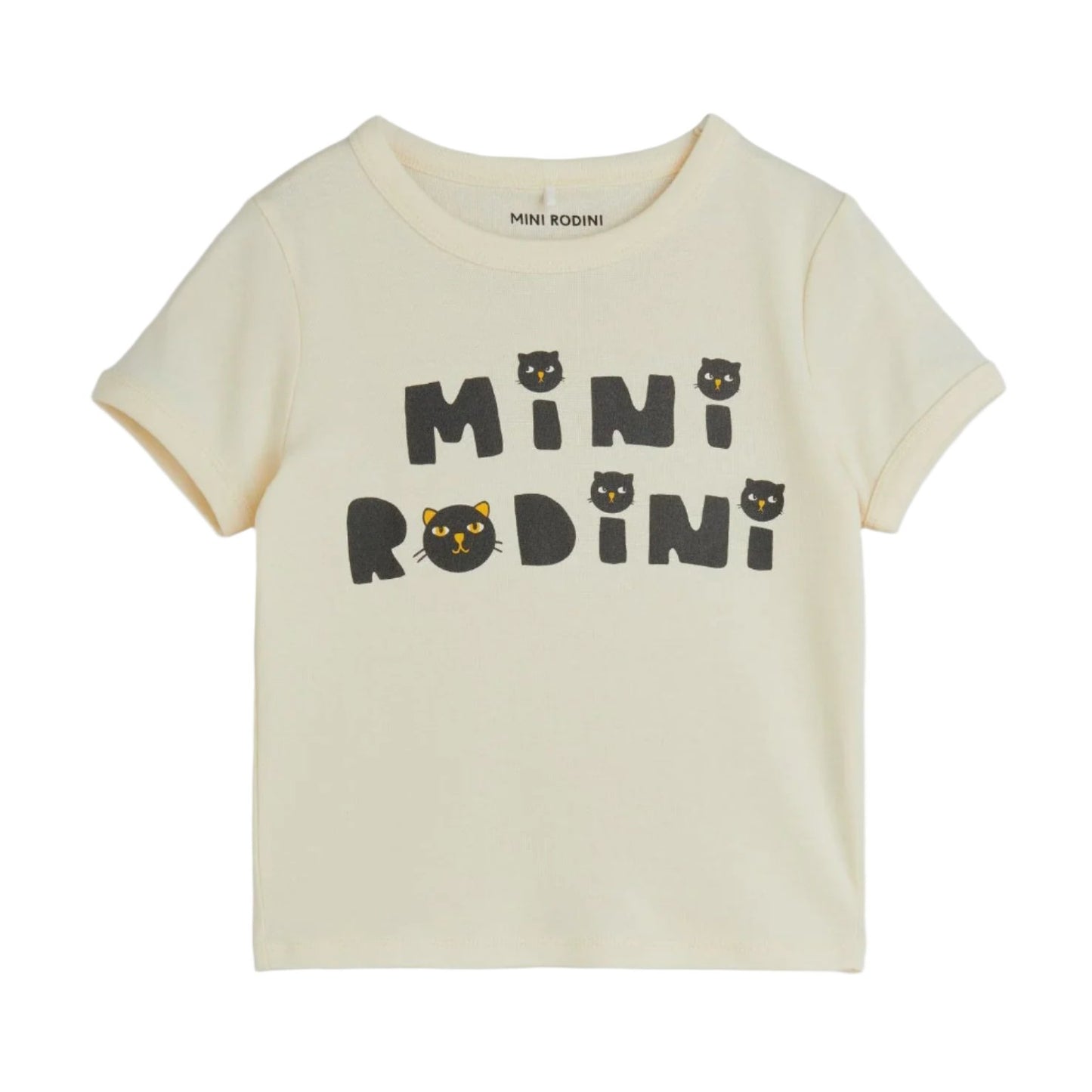 MINI RODINI CATS SP SS TEE - OFFWHITE