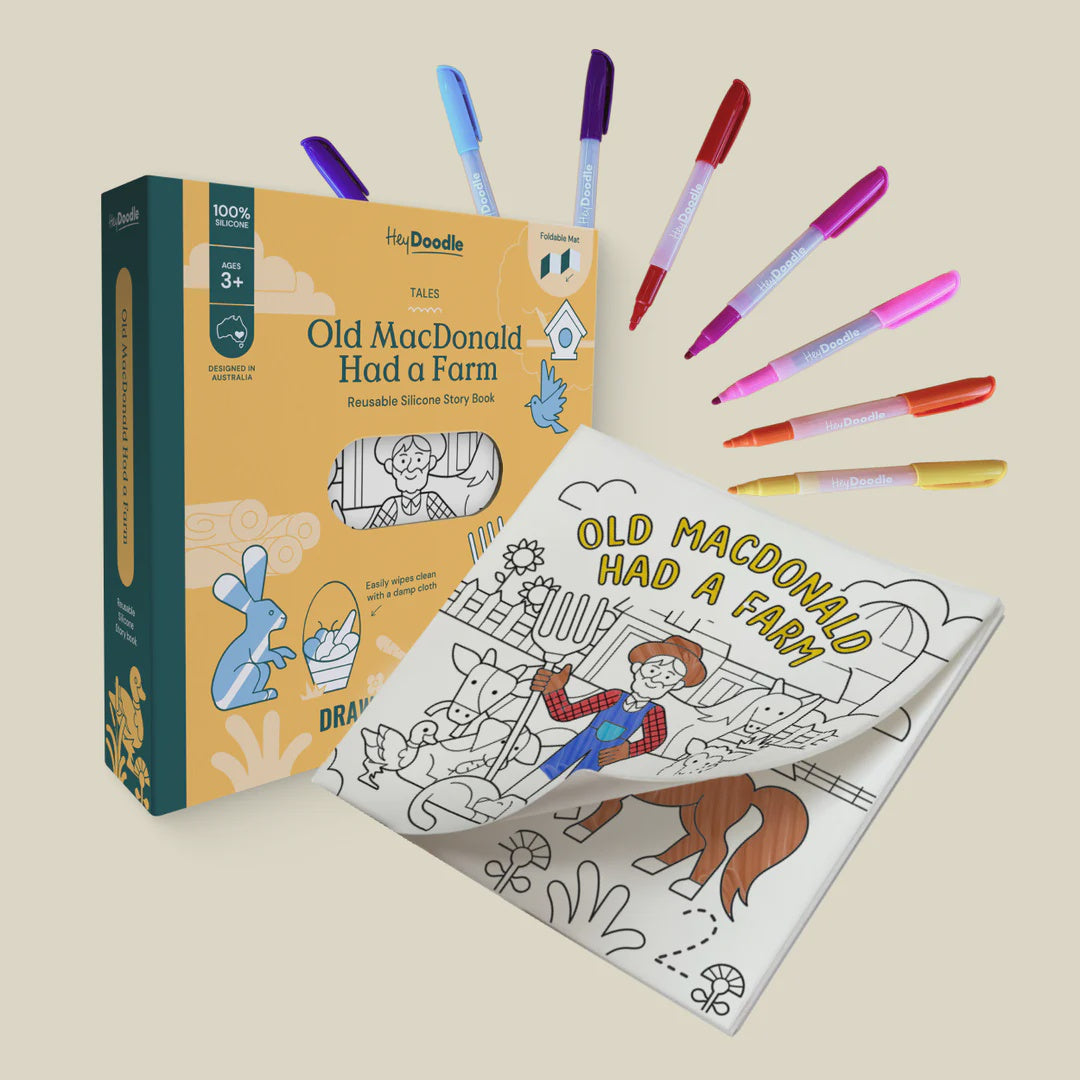 HEYDOODLE REUSABLE COLOURING BOOK - OLD MACDONALD HAD A FARM
