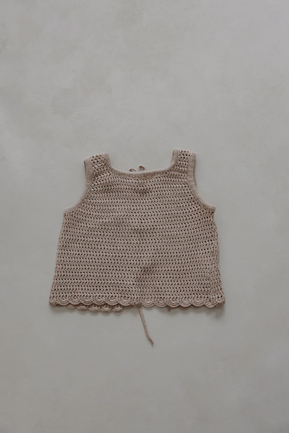 CROCHET TIE UP TOP - SAND