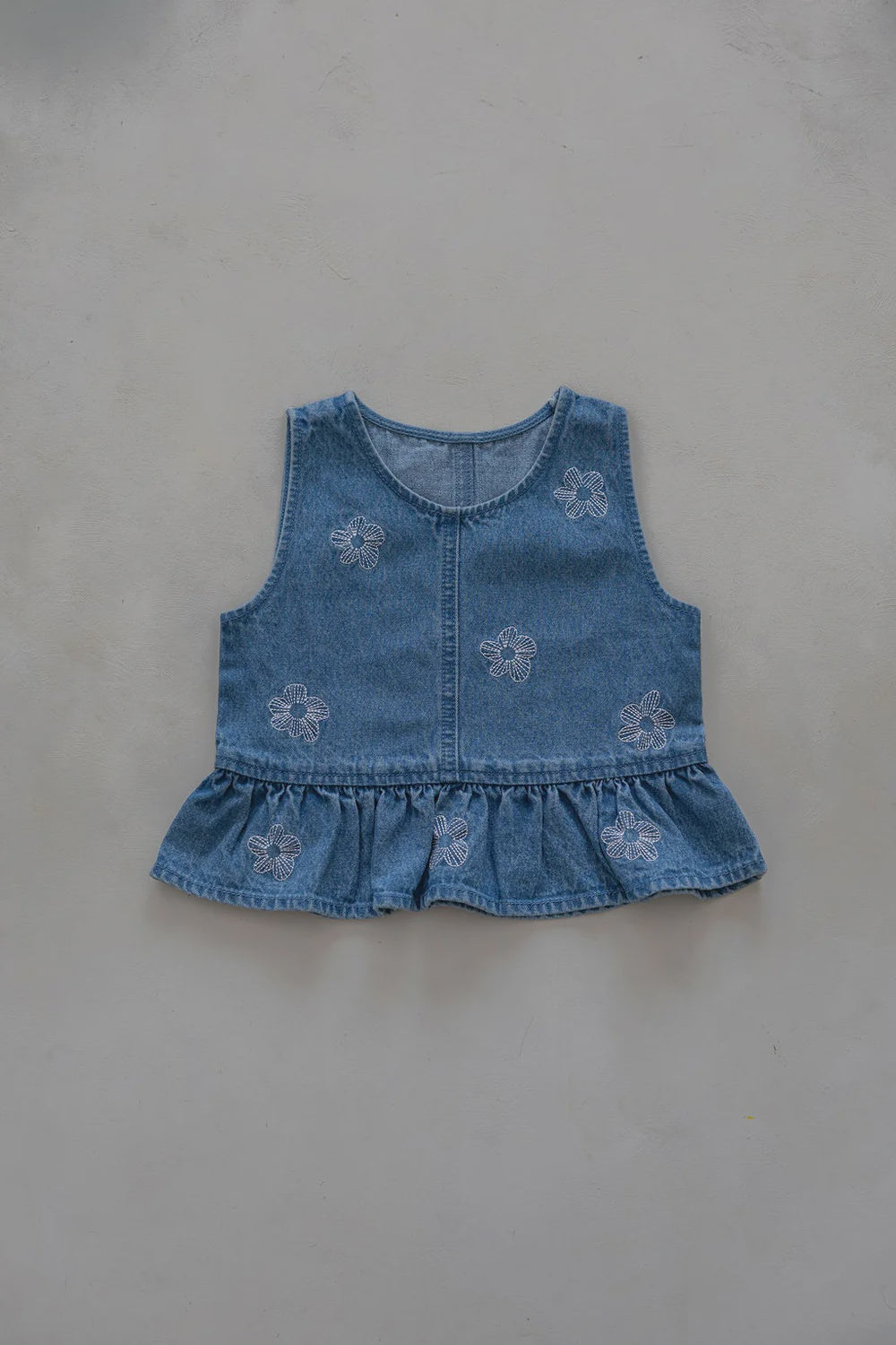 DENIM FLOWER TOP