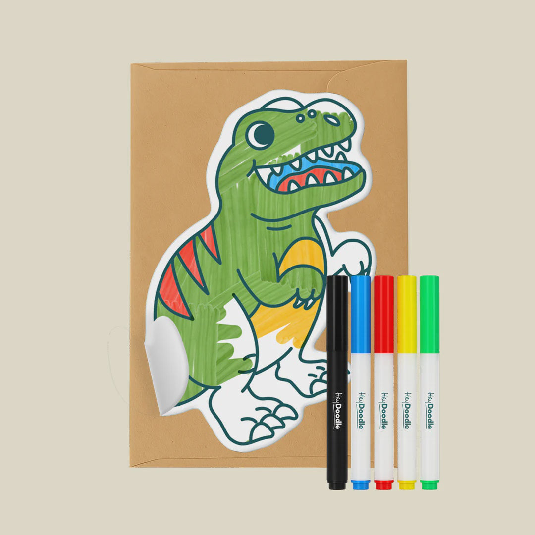 HEYDOODLE FOREVER GREETING CARD - REX THE DINO