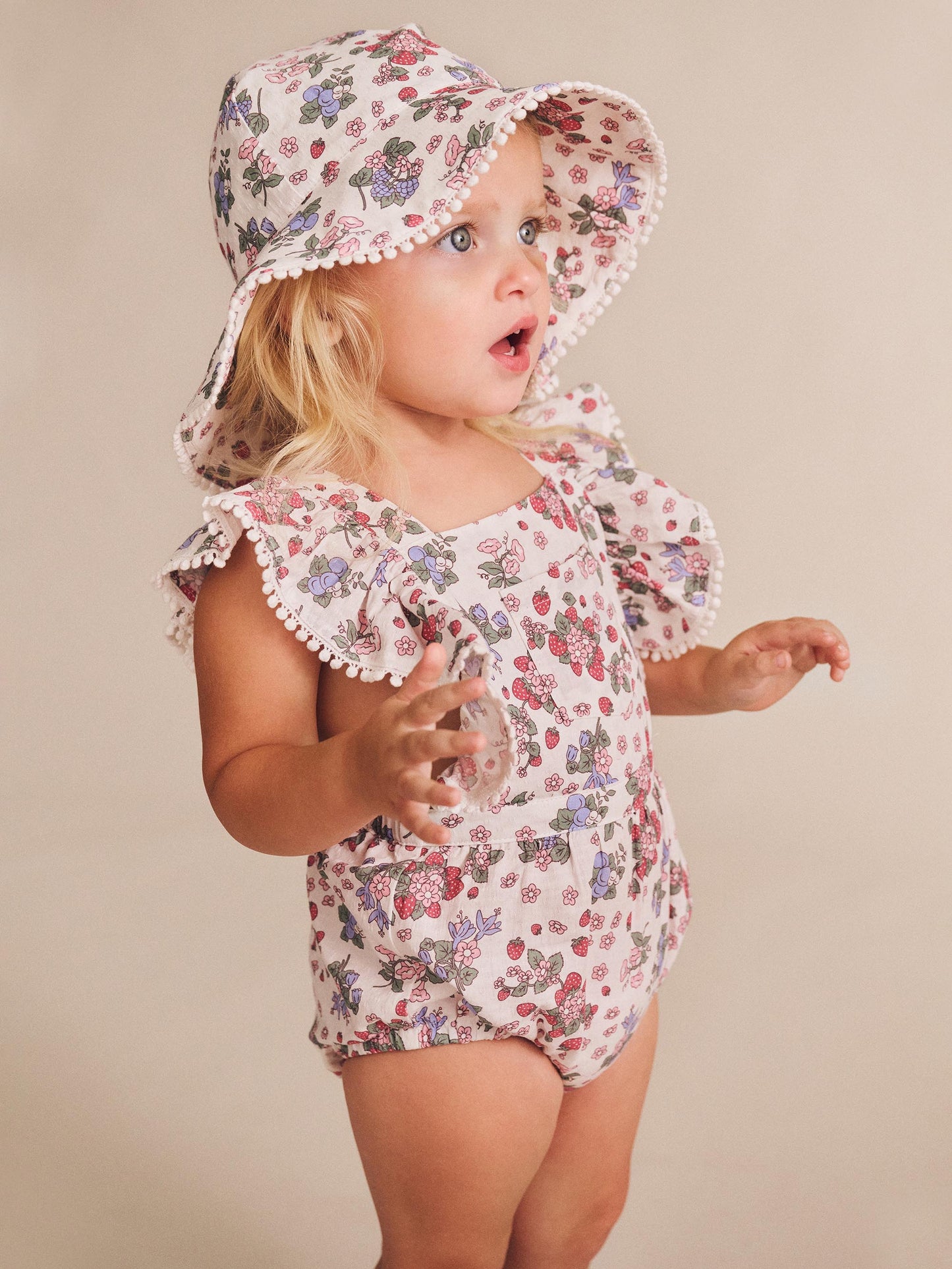 STRAWBERRY GARDEN PLAYSUIT - CREAM