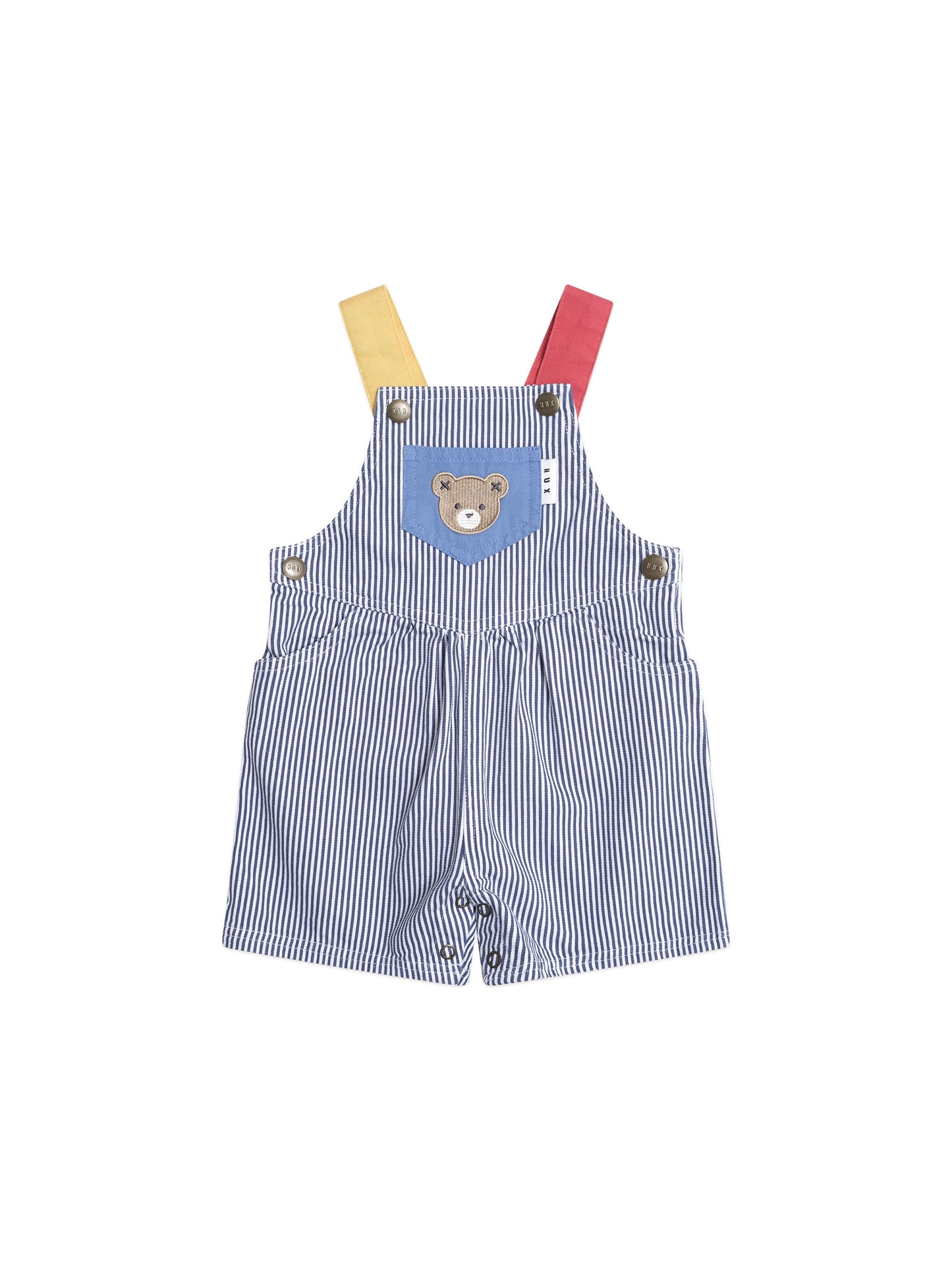 CLASSIC STRIPE SHORT OVERALLS - NAVY ALMOND MILK
