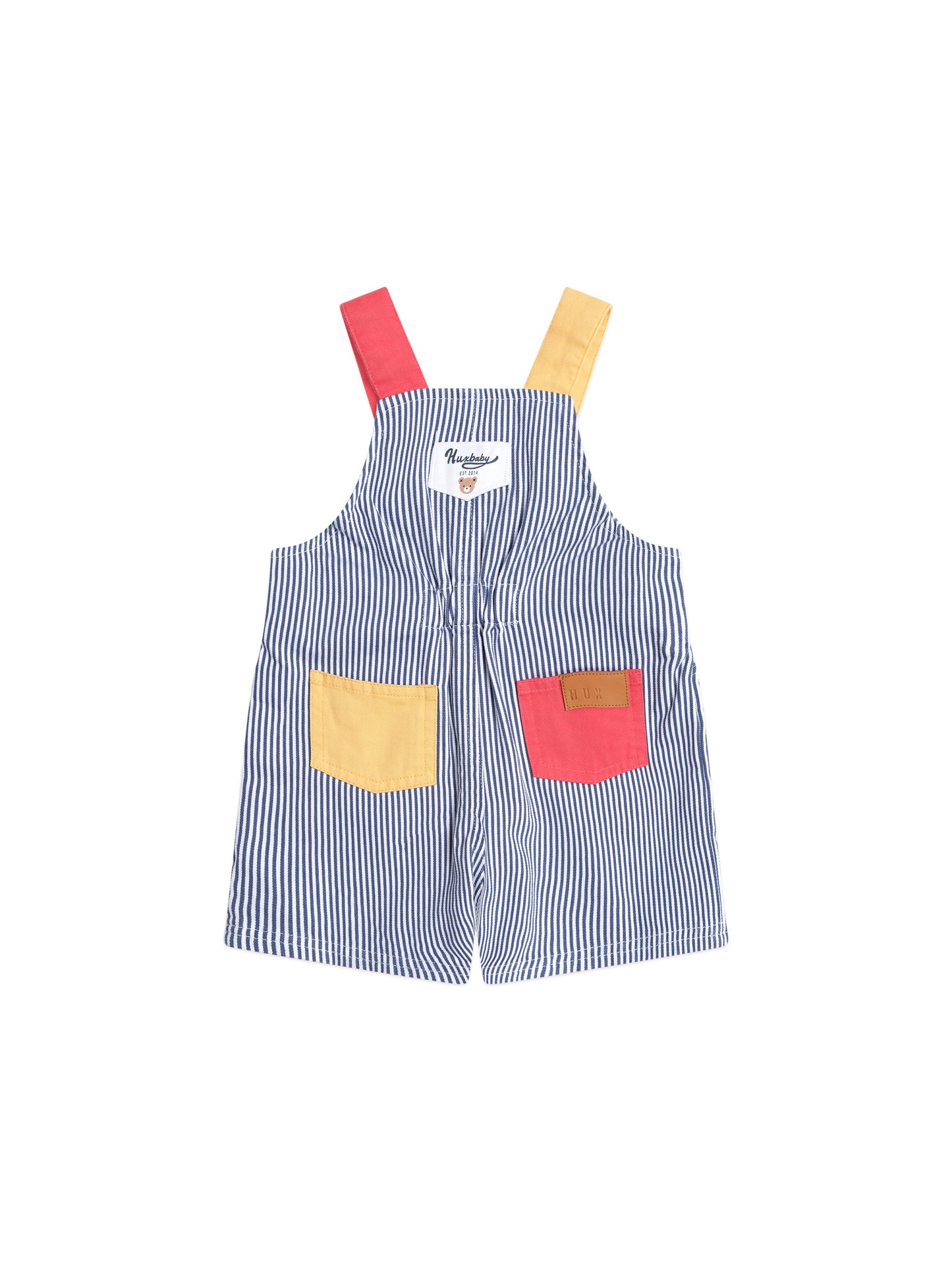 CLASSIC STRIPE SHORT OVERALLS - NAVY ALMOND MILK