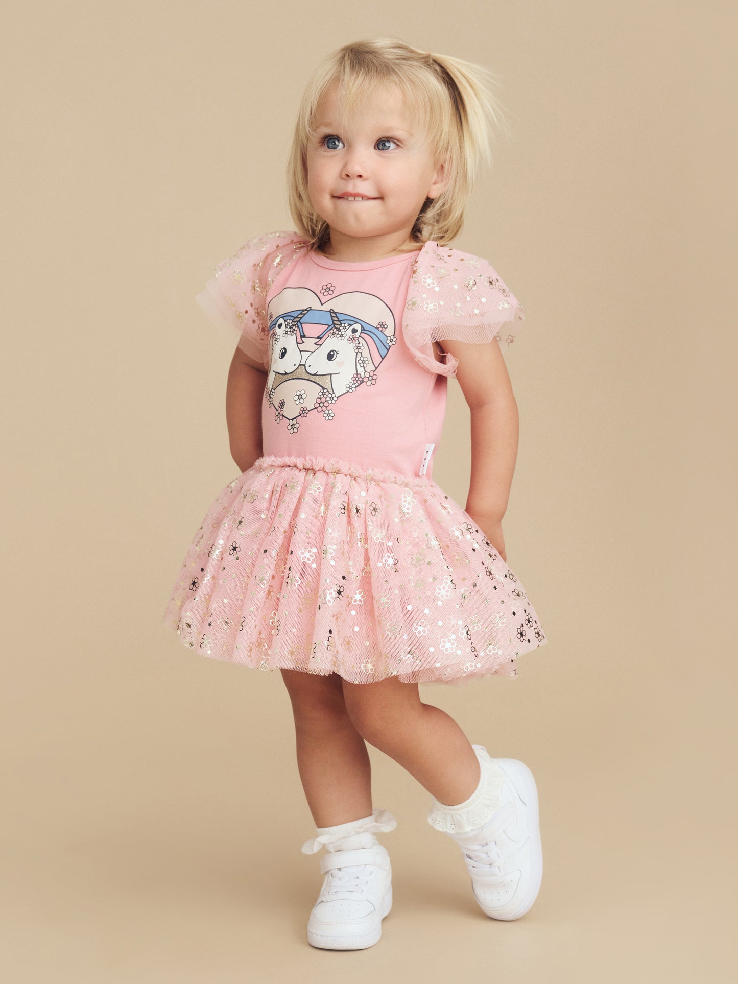 UNICORN HEART BALLET ONESIE - DUSTY ROSE