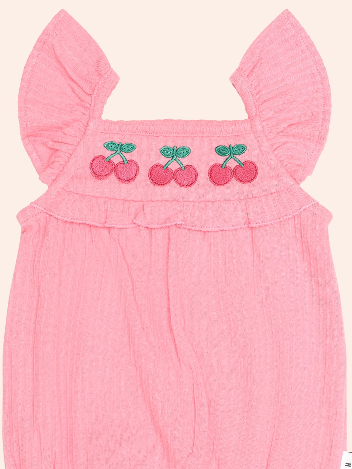 CHERRY EMB PLAYSUIT - FLAMINGO