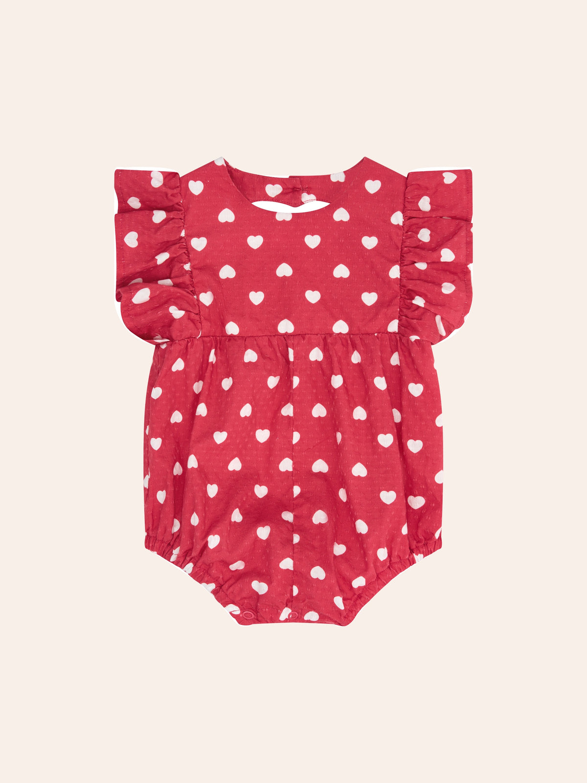 I HEART YOU HALTER BUBBLE ROMPER - CHERRY