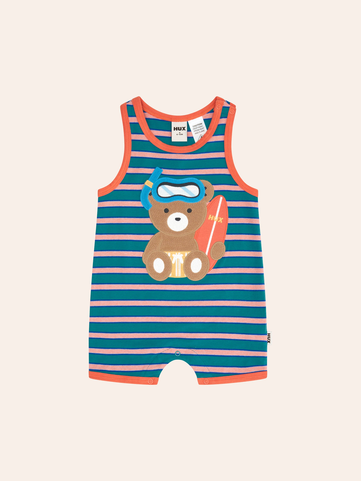 SNORKEL SITTING HUX STRIPE ROMPER - LAGOON STRIPE