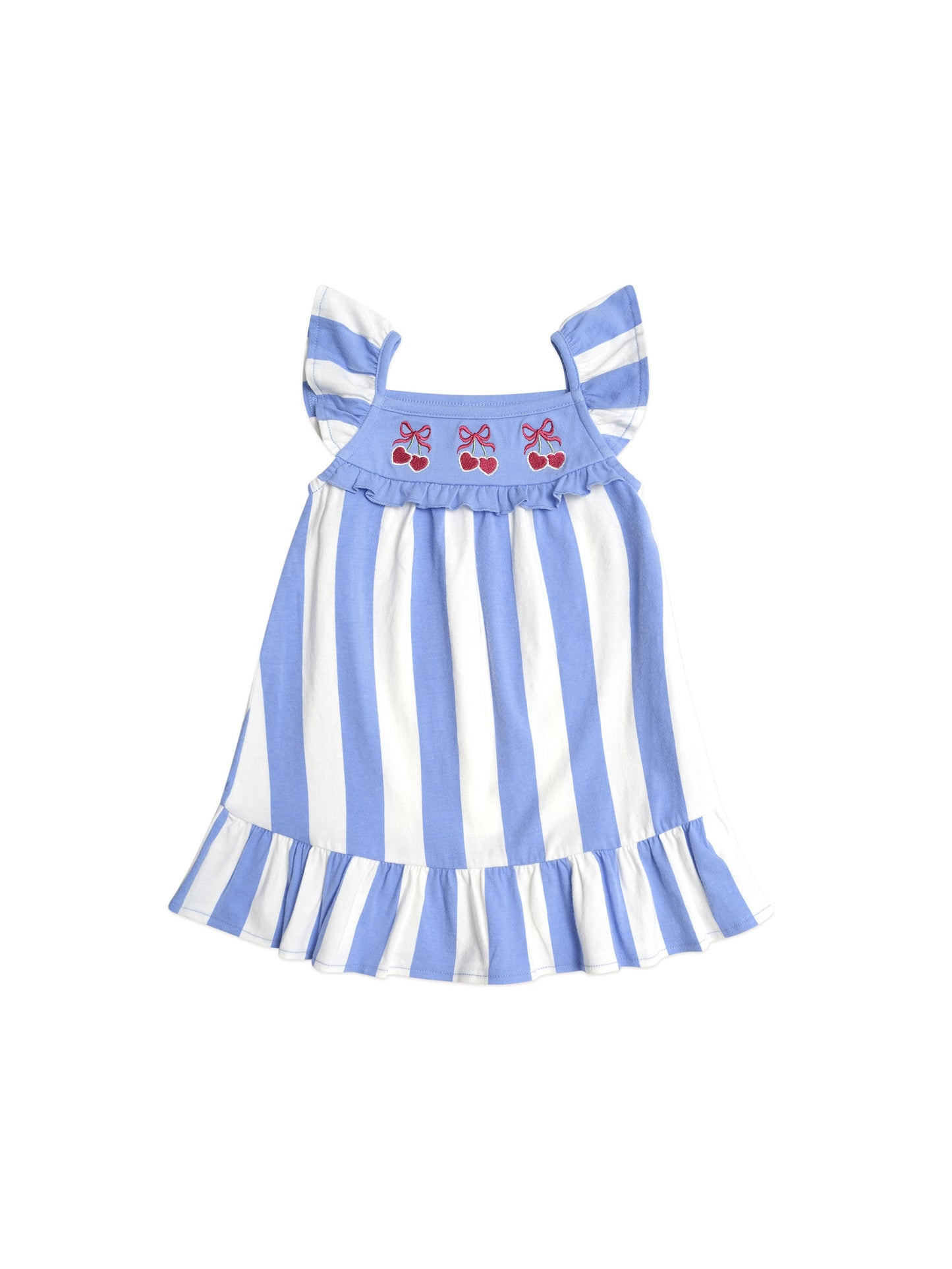 SEASIDE CHERRY STRIPE DRESS - SEASIDE ALMOND MILK