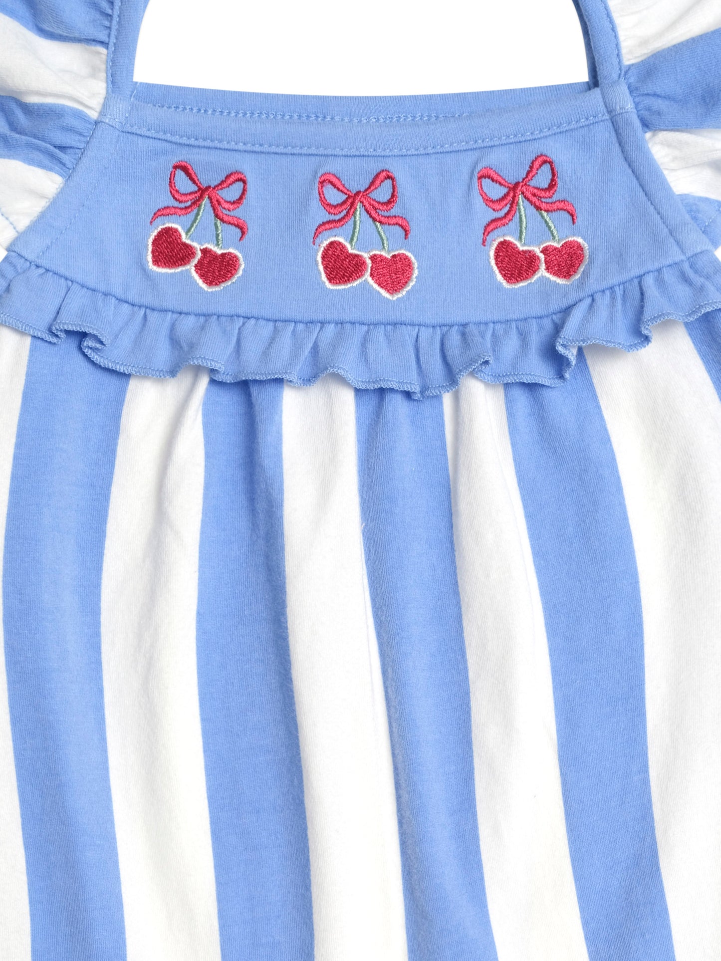 SEASIDE CHERRY STRIPE DRESS - SEASIDE ALMOND MILK