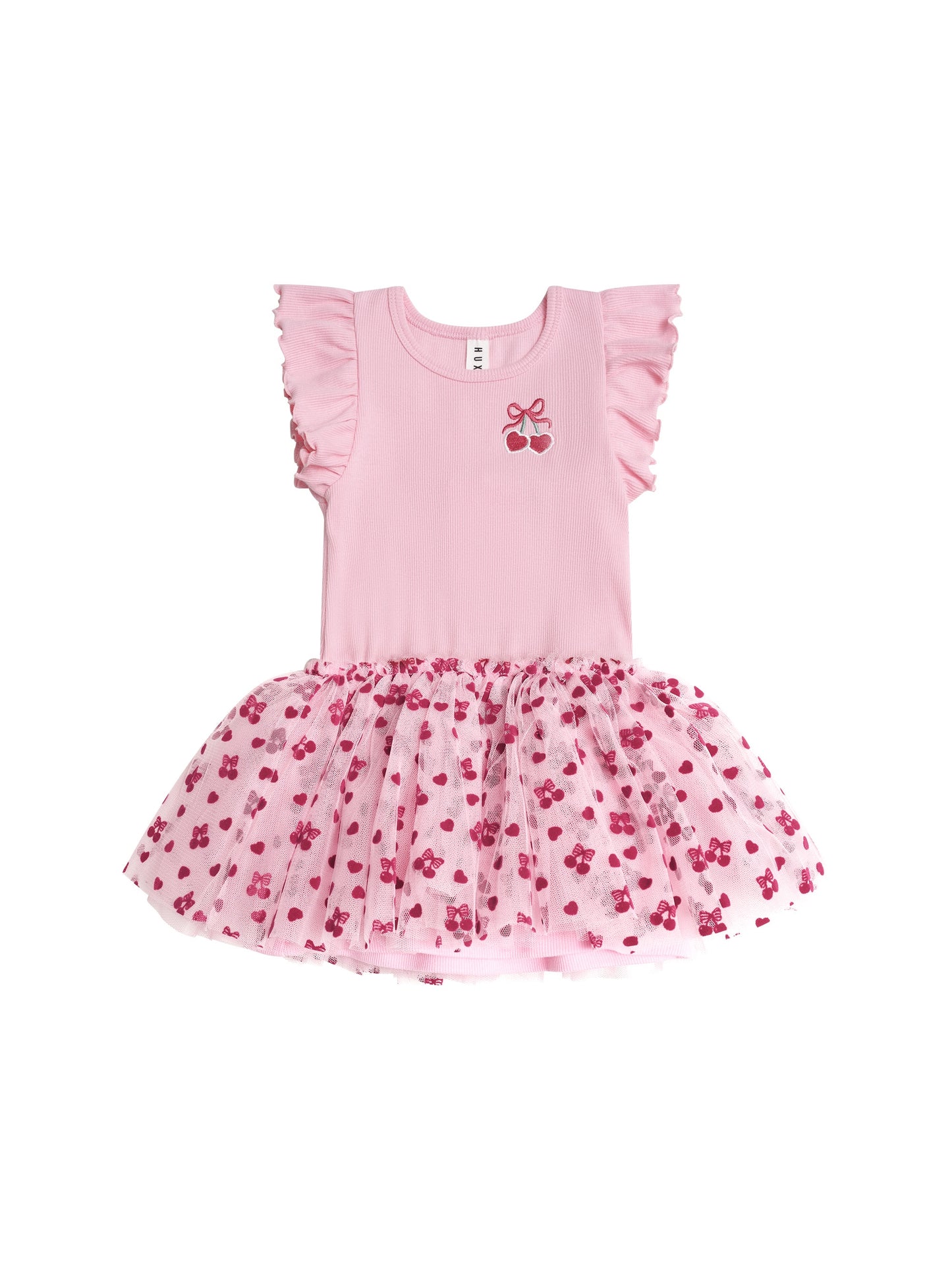 CHERRY PIE RIB TULLE DRESS - APRICOT