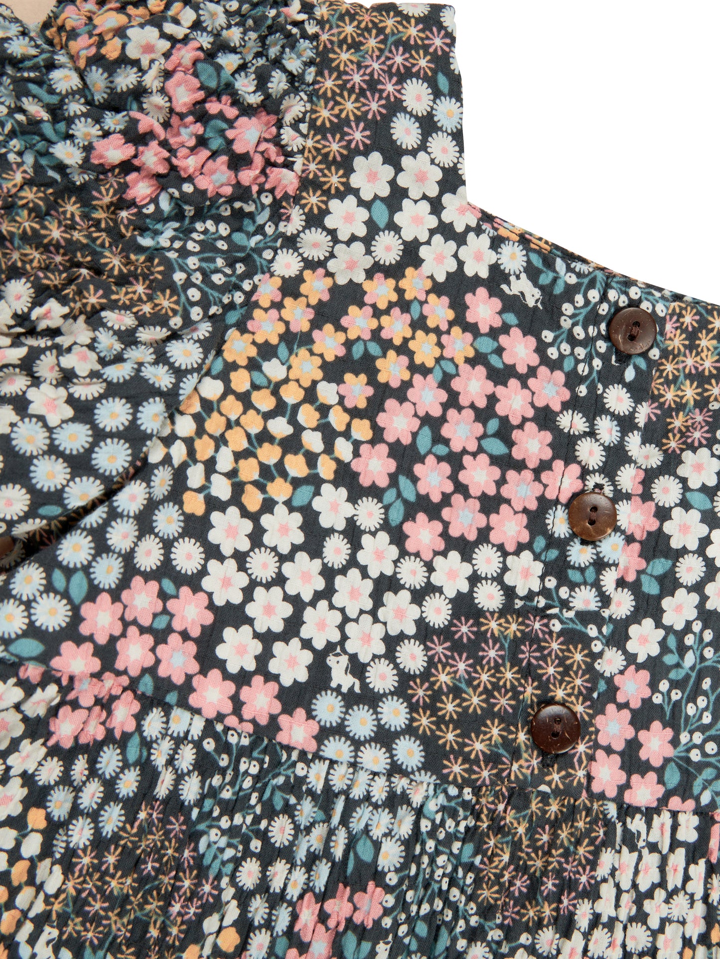 GARDEN FLORAL PUFF SLEEVE DRESS - MULTI