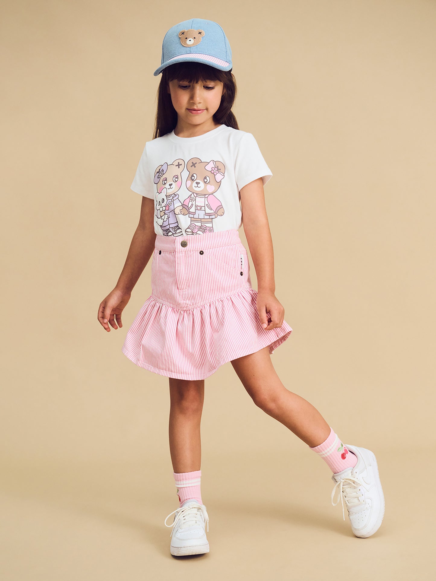 CANDY STRIPE FRILL SKIRT - BUBBLEGUM STRIPE