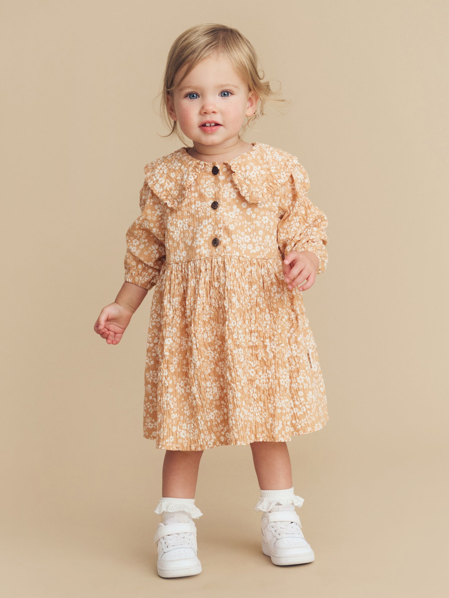 FLORAL COLLAR DRESS - WARM GLOW