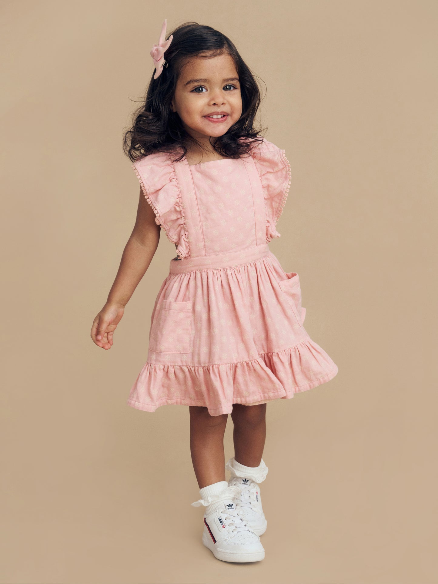 DAISY REVERSIBLE BIB DRESS -DUSTY ROSE + SUNKISS