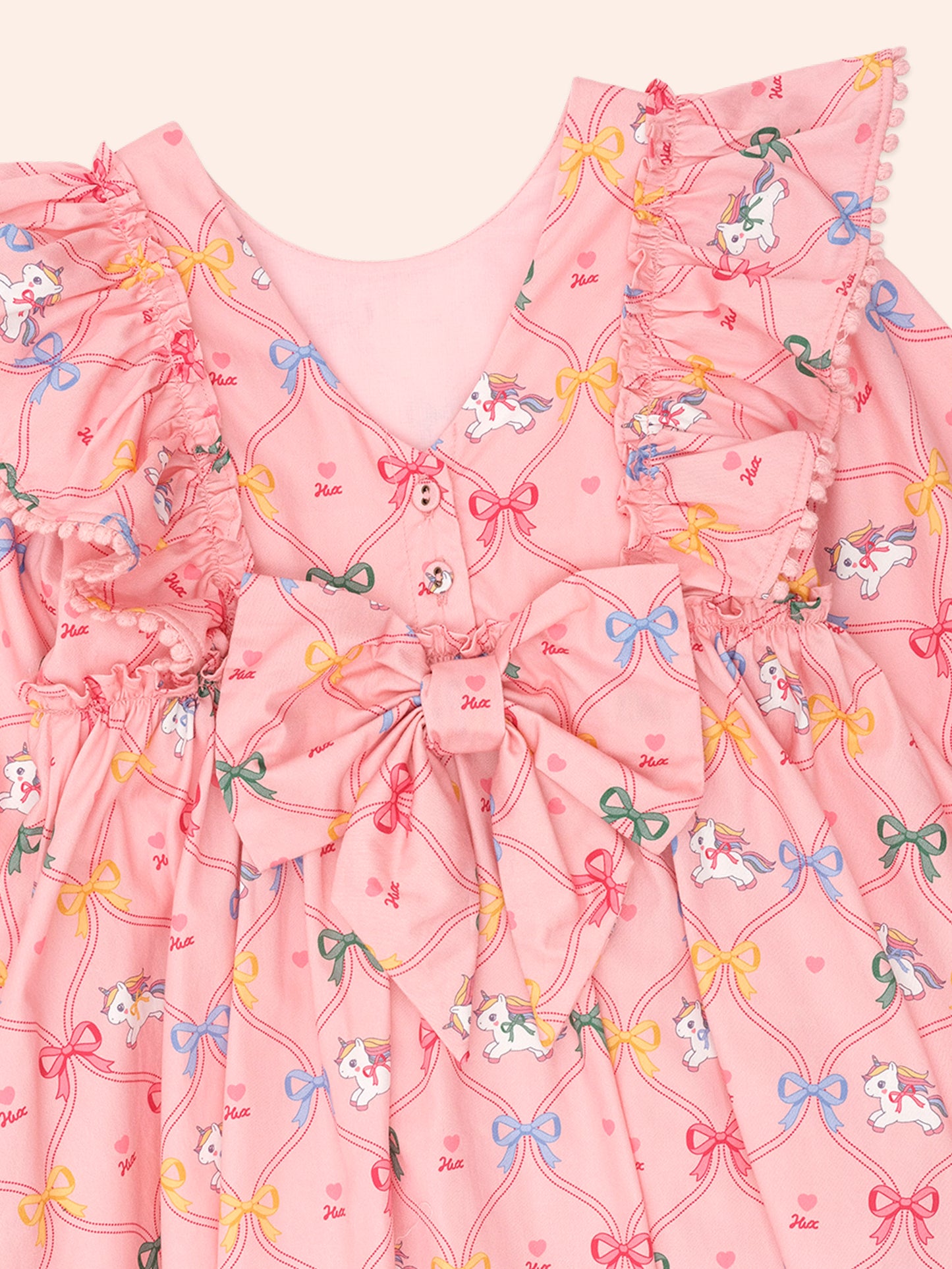 UNICORN BOW DRESS - DUSTY PINK