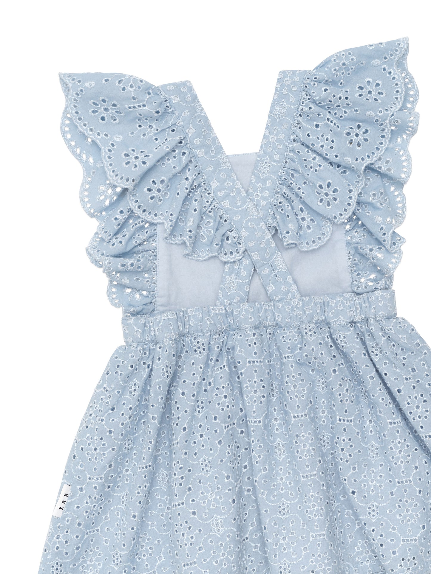 BRODERIE RUFFLE DRESS - INDIGO