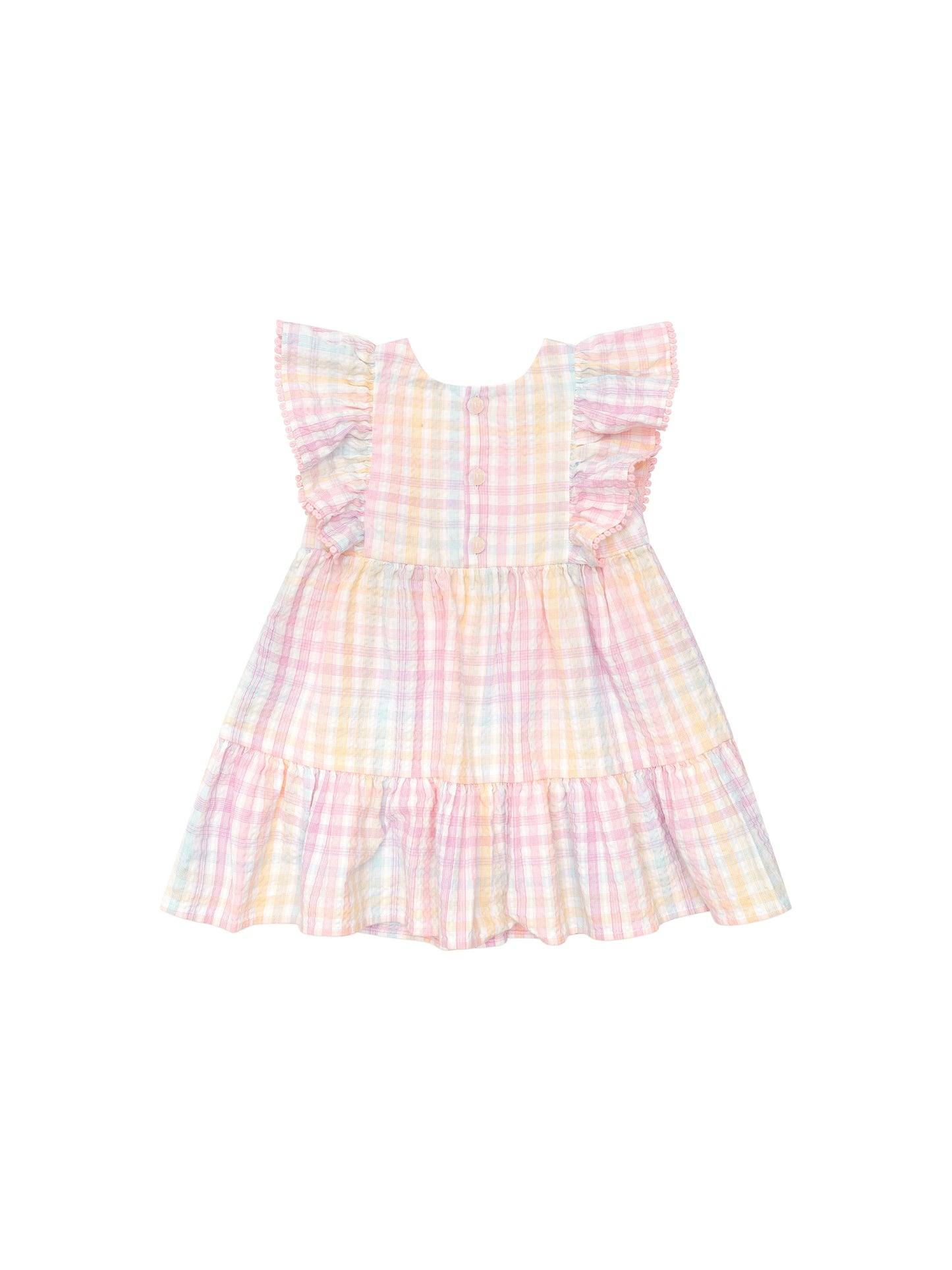 RAINBOW CHECK FRILL DRESS
