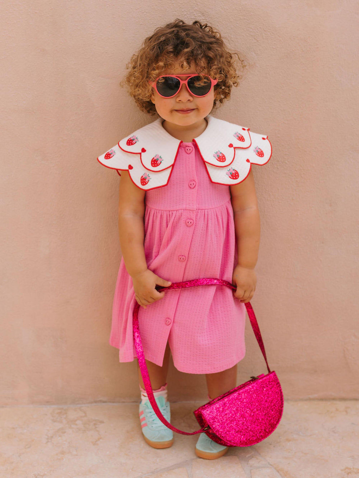 BERRY SWEET SEERSUCKER COLLAR DRESS - SHERBET