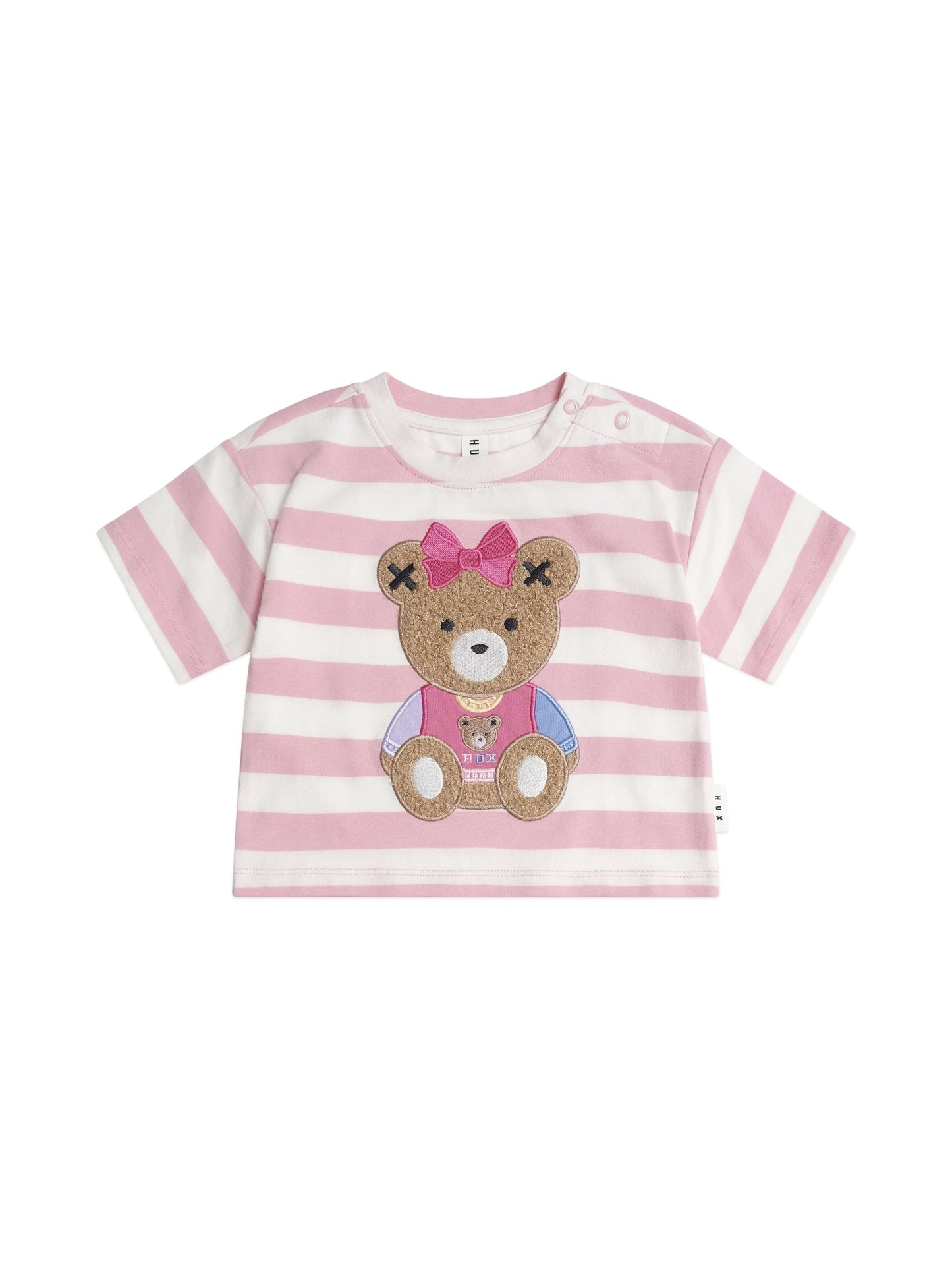VARSITY HUXETTE BOXY TEE - STRAWBERRY STRIPE