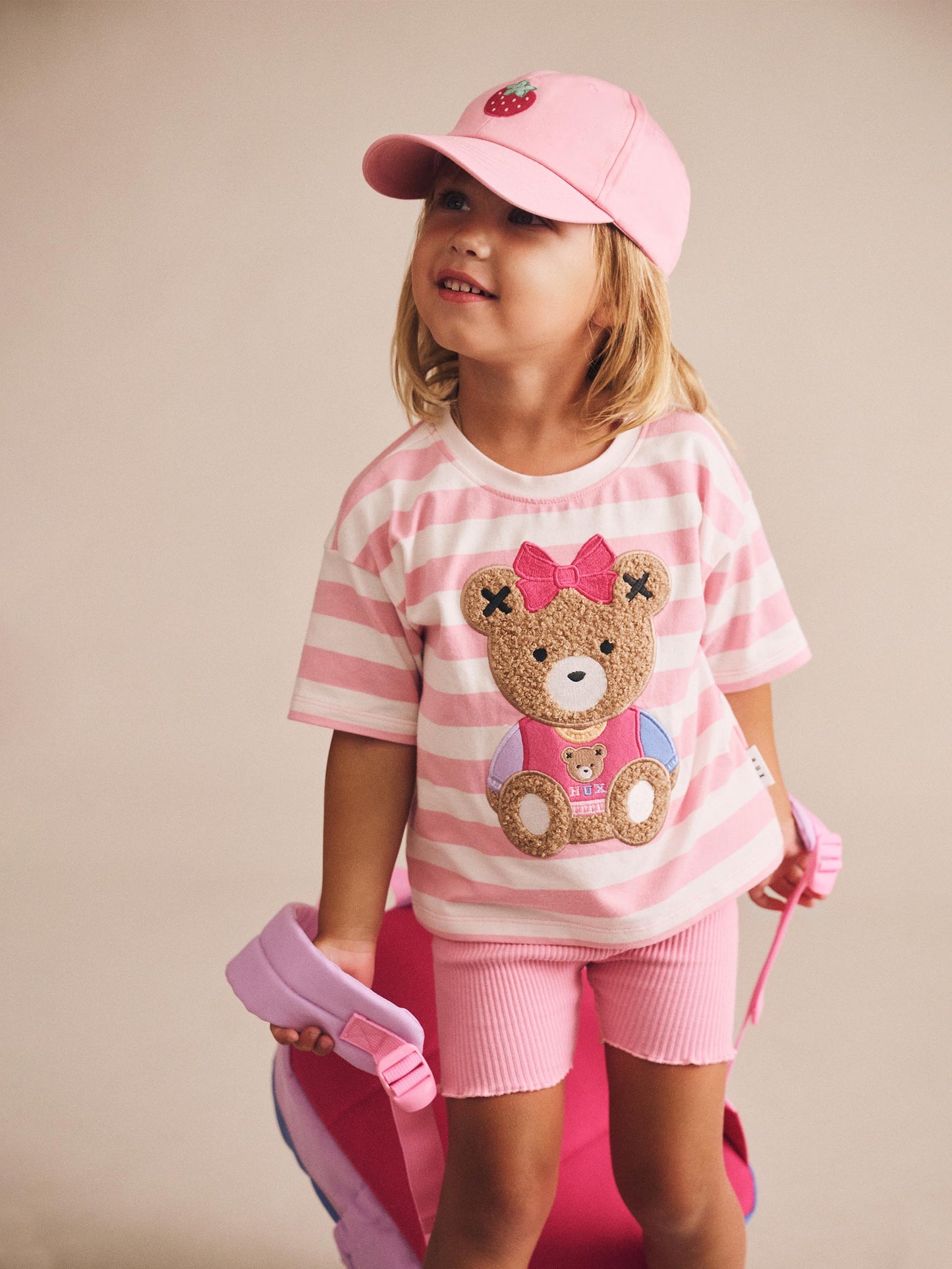 VARSITY HUXETTE BOXY TEE - STRAWBERRY STRIPE