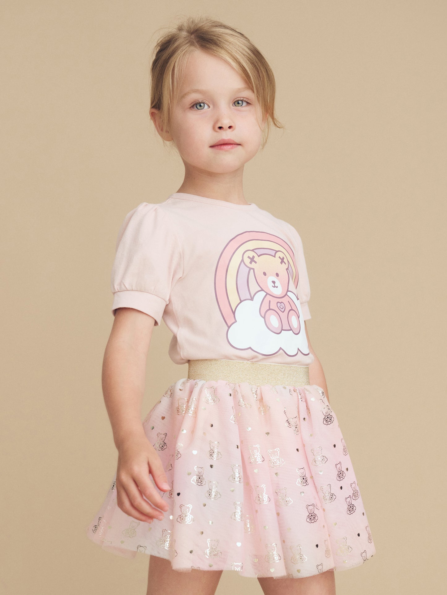CLOUD BEAR PUFF T-SHIRT - ROSE