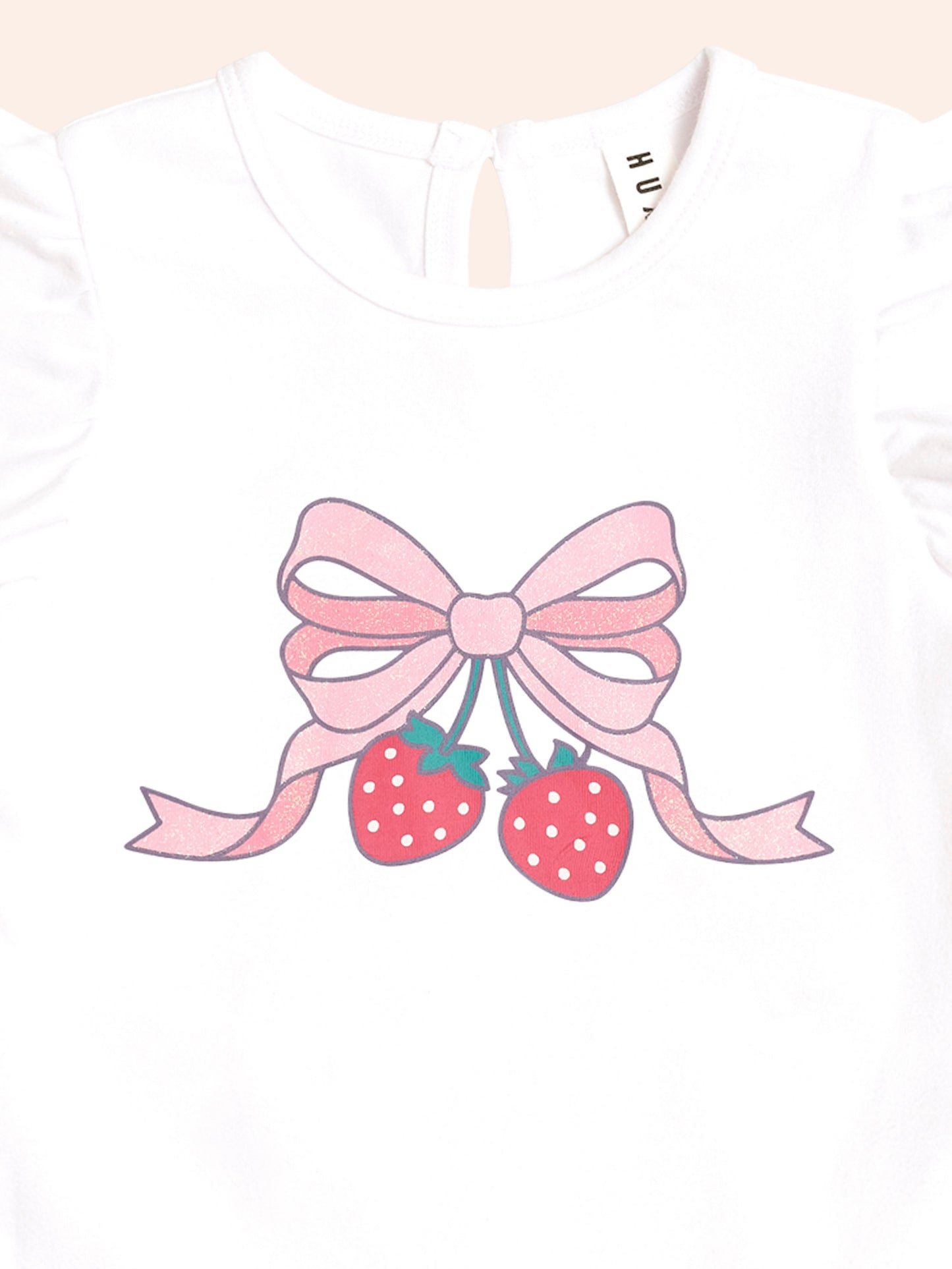STRAWBERRY BOW FRILL TEE - WHITE