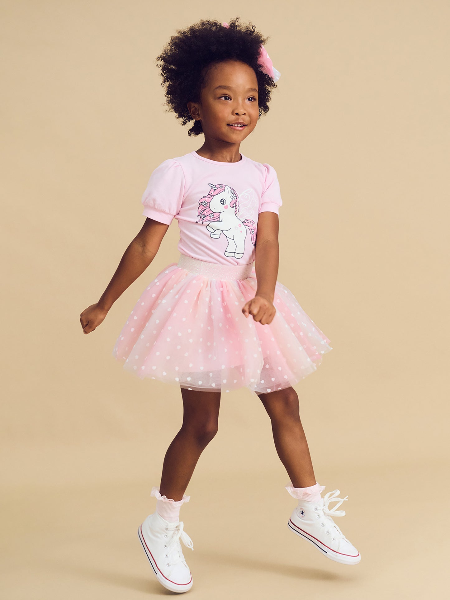 FLUTTER UNICORN PUFF SLEEVE T-SHIRT - CHERRY BLOSSOM