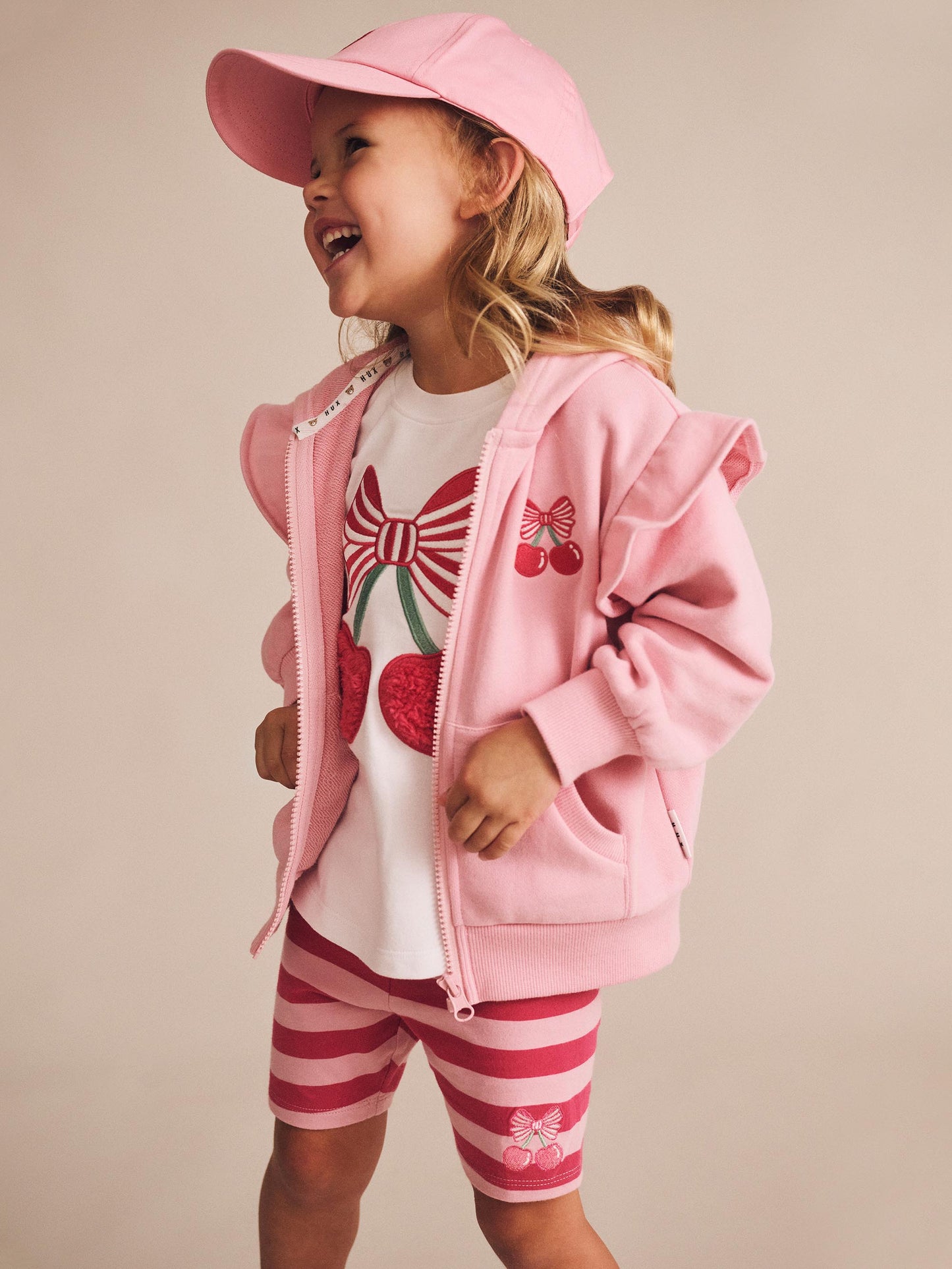 ZIP UP FRILL HOODIE - APRICOT