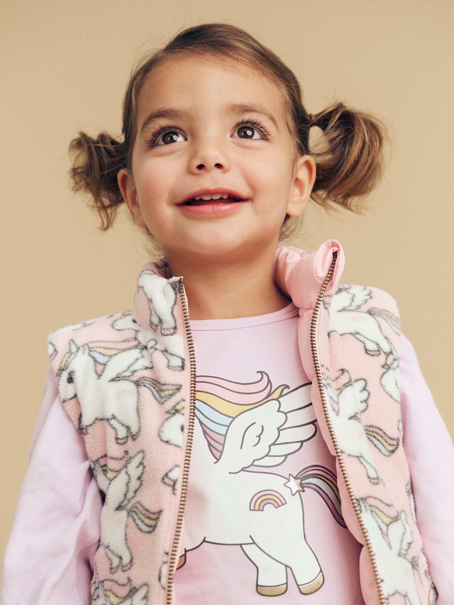 MAGICAL UNICORN REVERSIBLE FLEECE VEST - ROSEBUD