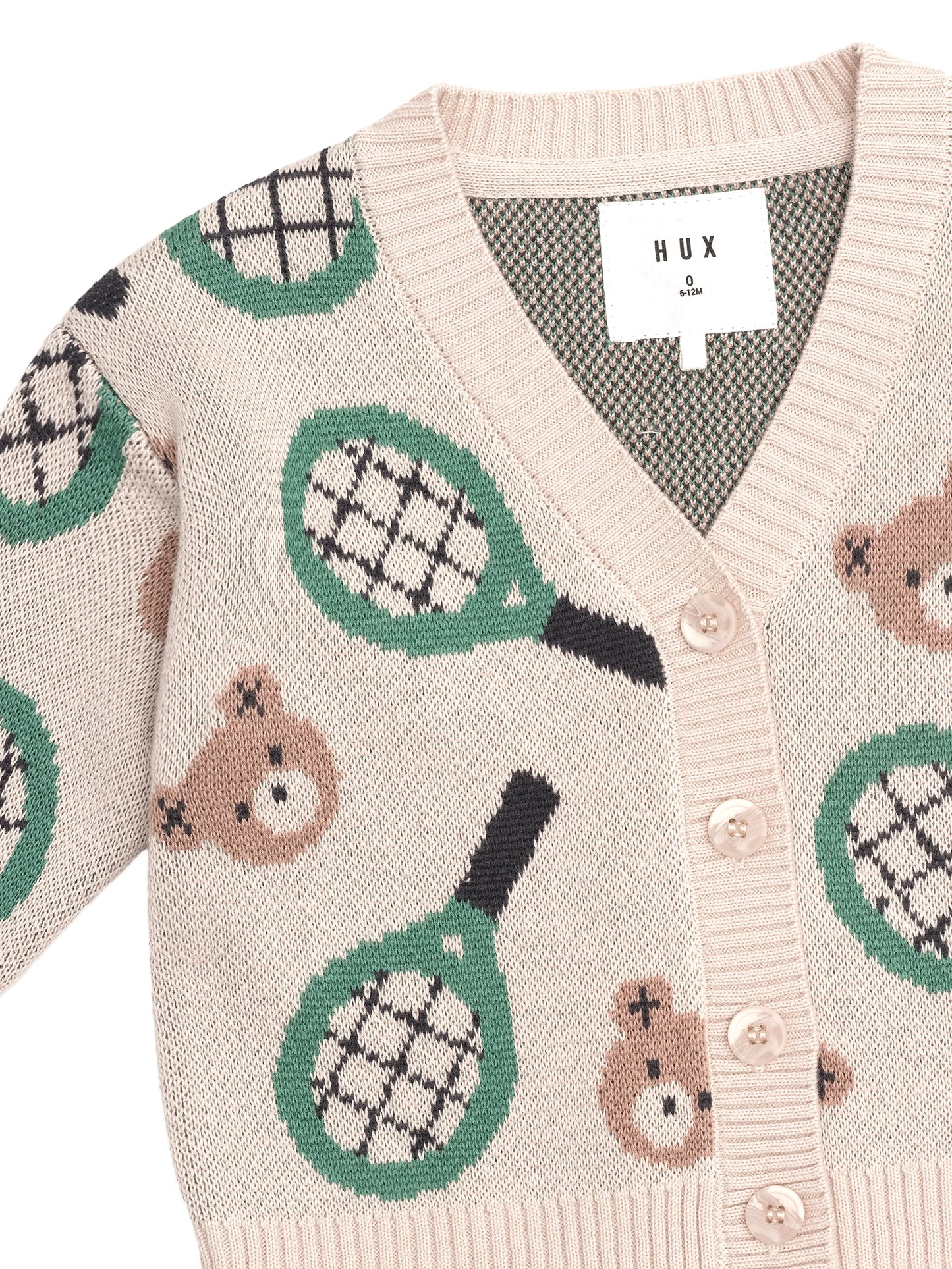 HUX TENNIS BOXY CARDI - ECRU