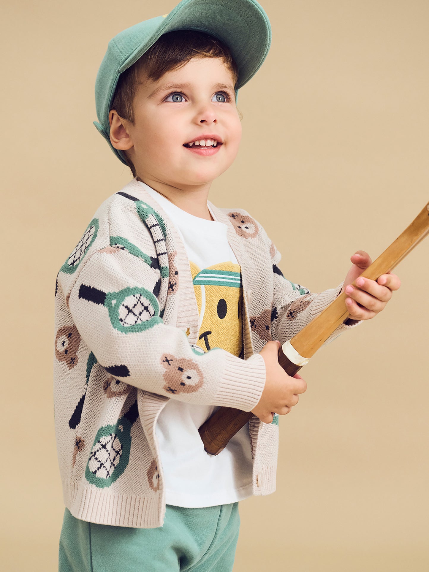 HUX TENNIS BOXY CARDI - ECRU
