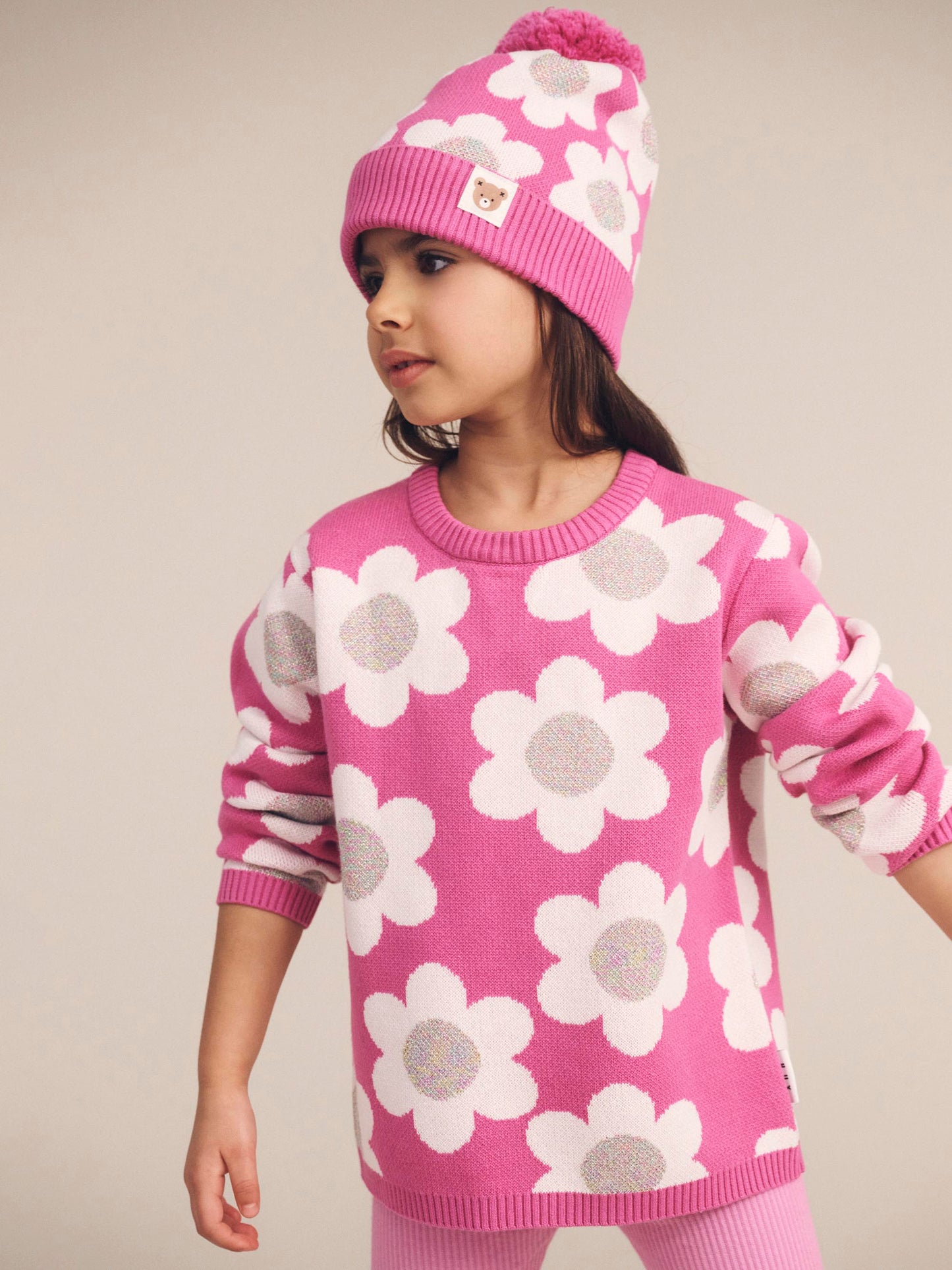 DAISY KNIT JUMPER - RASPBERRY