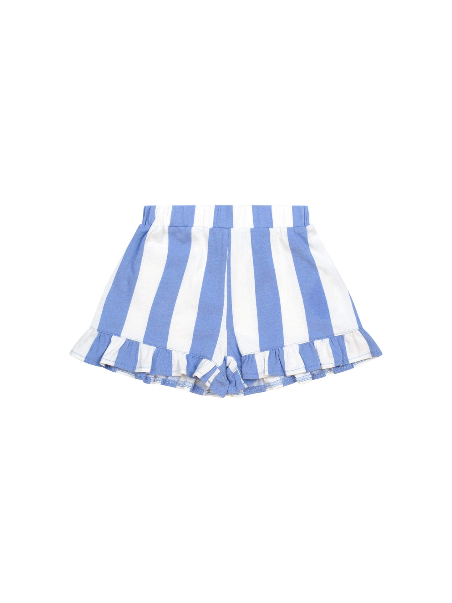 SEASIDE CHERRY STRIPE FRILL SHORT - SEASIDE ALMOND MILK