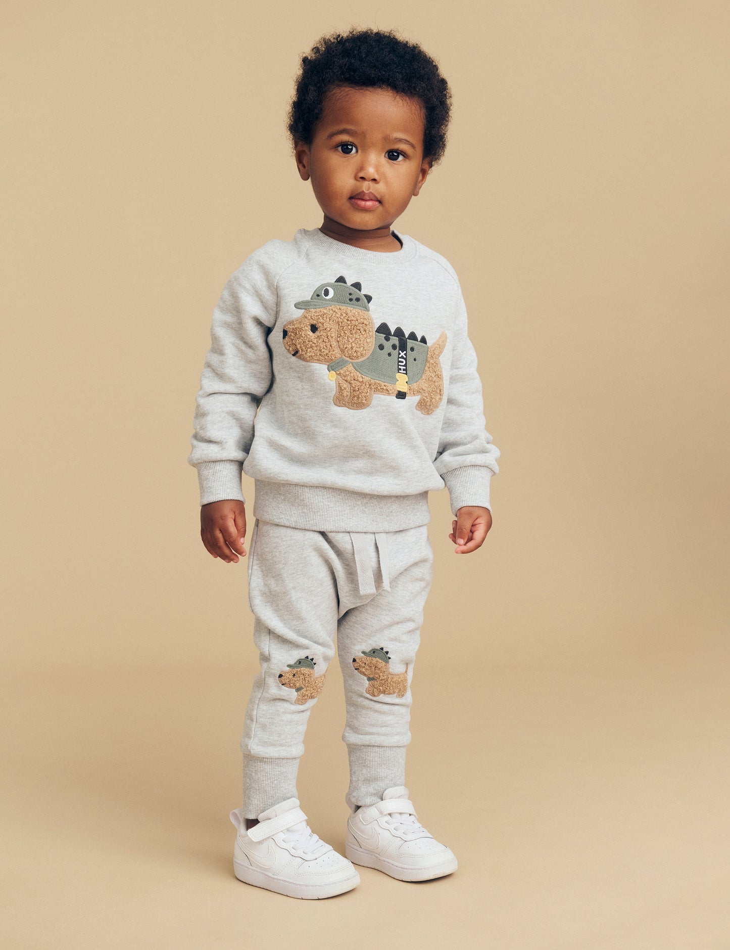 FURRY DINO DOG DROP CROTCH PANT - GREY MARLE