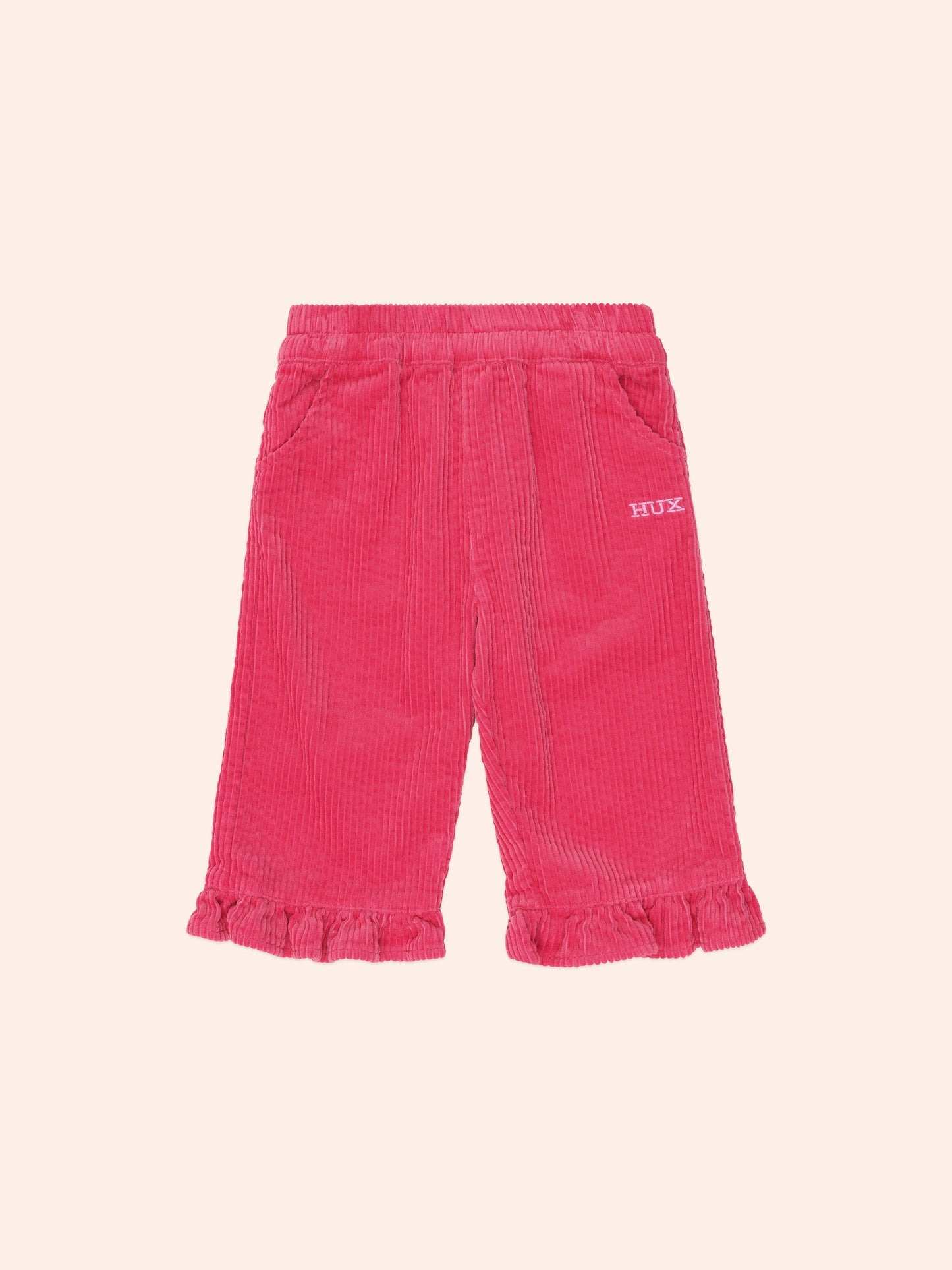 CORD FRILL HEM PANT - CHERRY