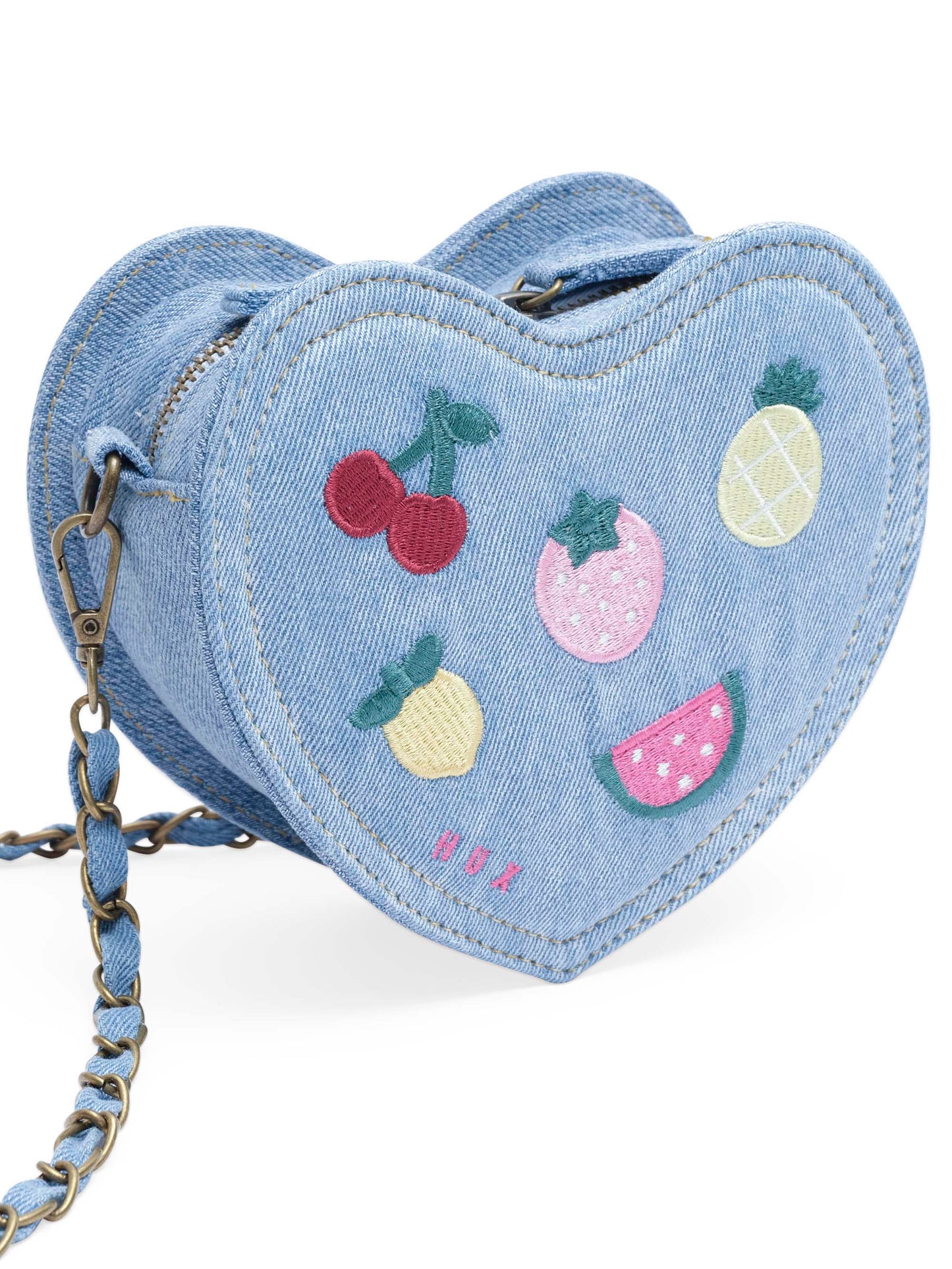 I HEART FRUIT DENIM SHOULDER BAG