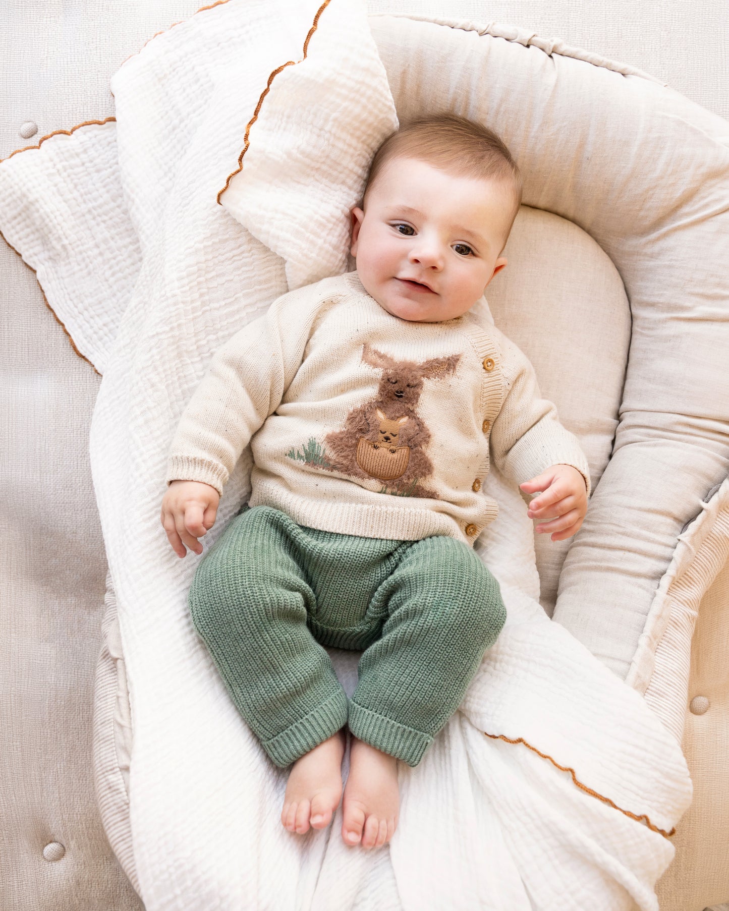 CHARLIE ORGANIC KNITTED LEGGINGS - FERN