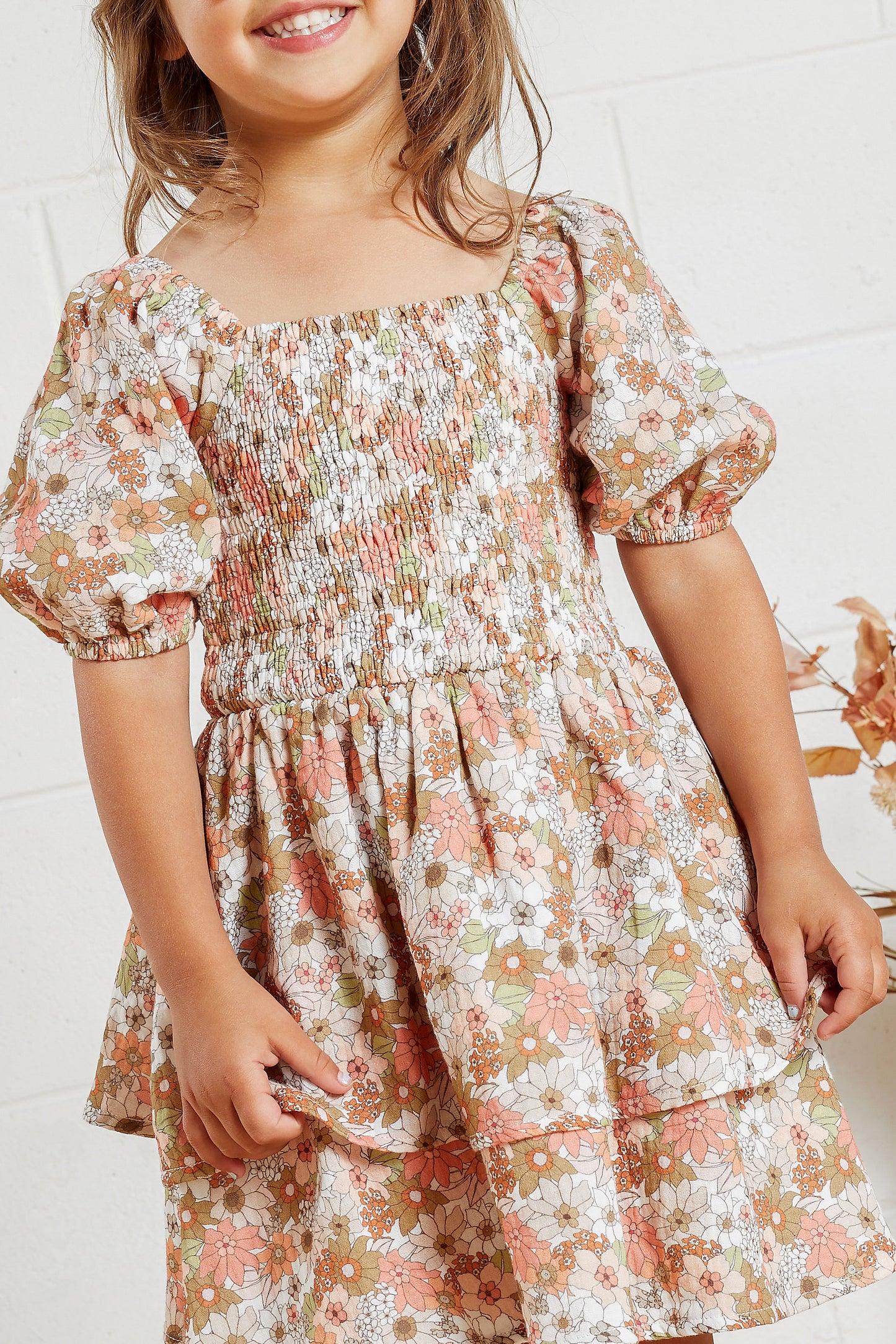 SHIRRED DRESS - BOUQUET
