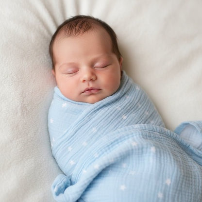 MUSLIN SWADDLE - BLUE STARS