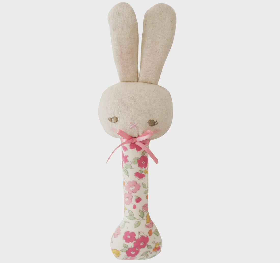 BABY BUNNY STICK RATTLE - ROSE GARDEN
