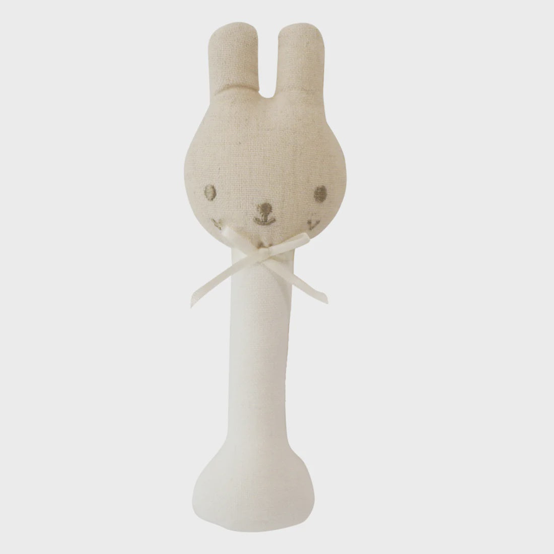 LINEN BUNNY RATTLE STICK - IVORY