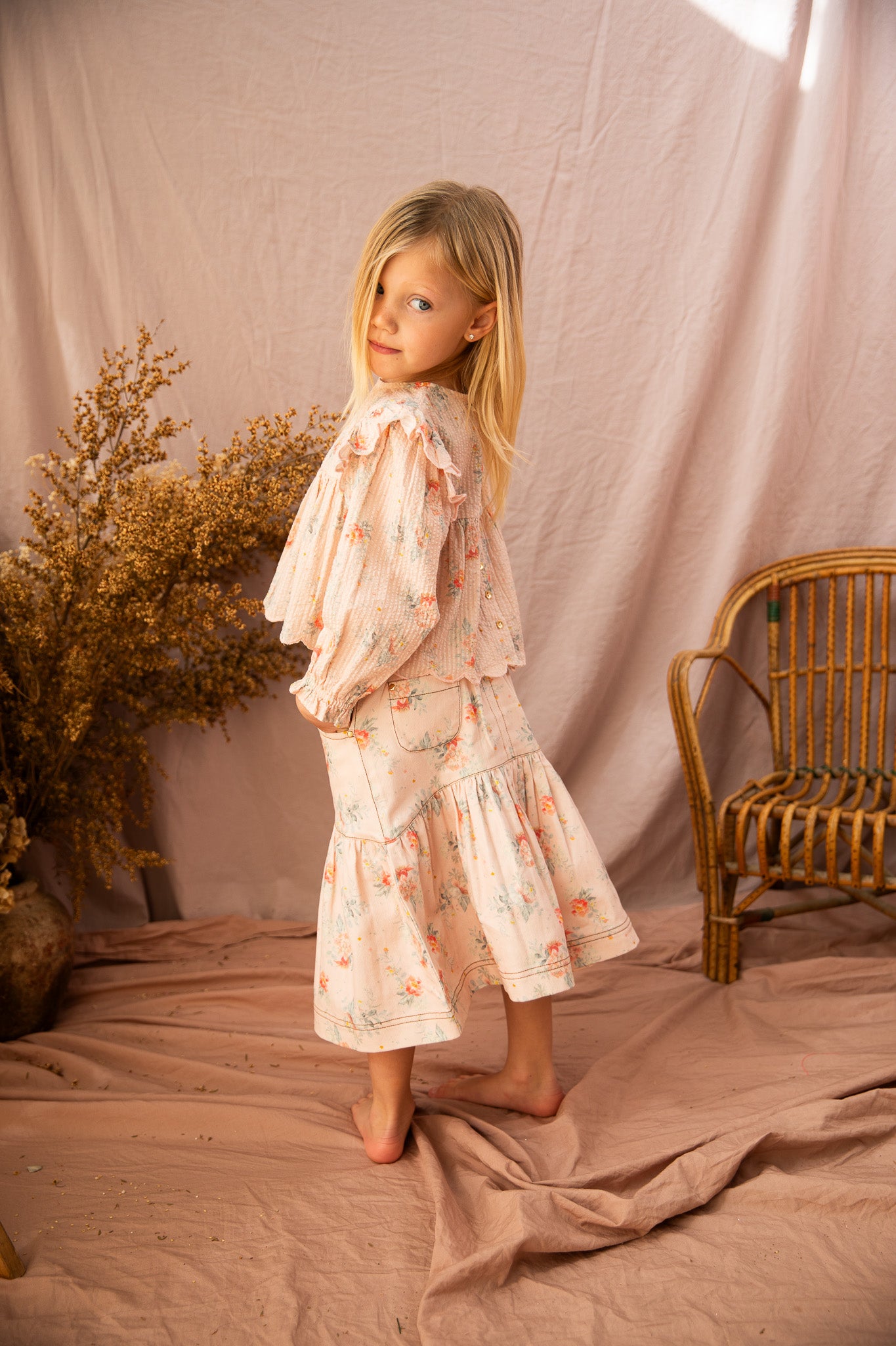 NINA SKIRT - VOVO PINK COUNTRY GARDEN