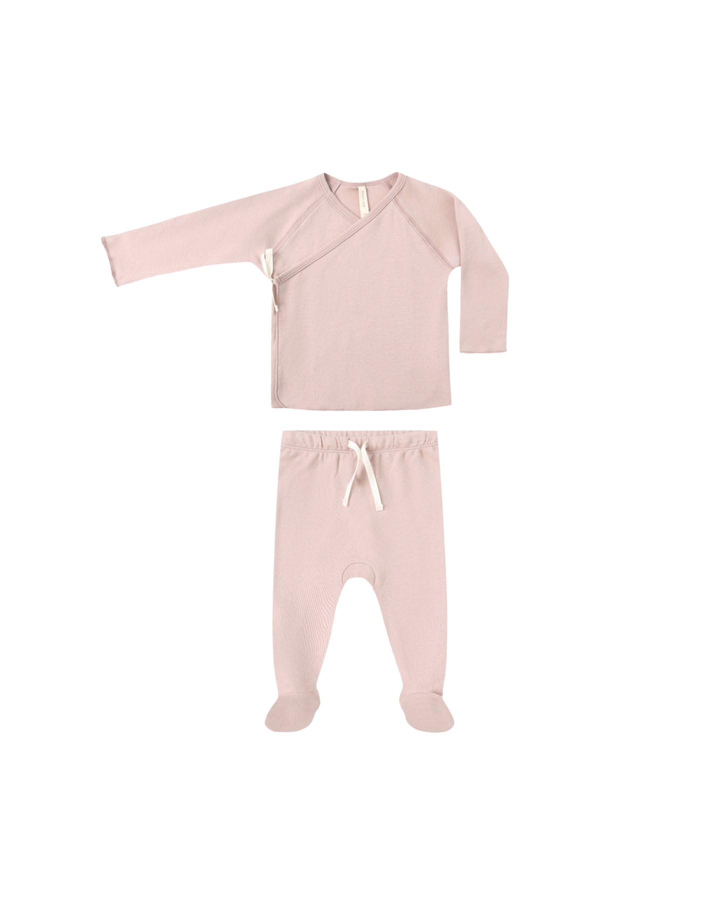 WRAP TOP & FOOTED PANT SET - ROSE