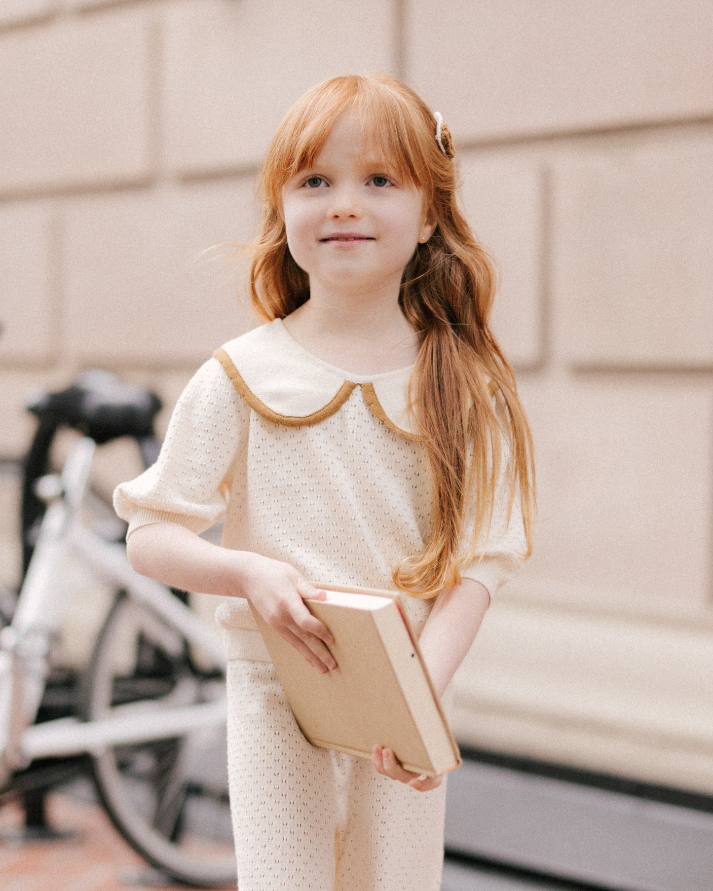POINTELLE COLLARED TOP - NATURAL