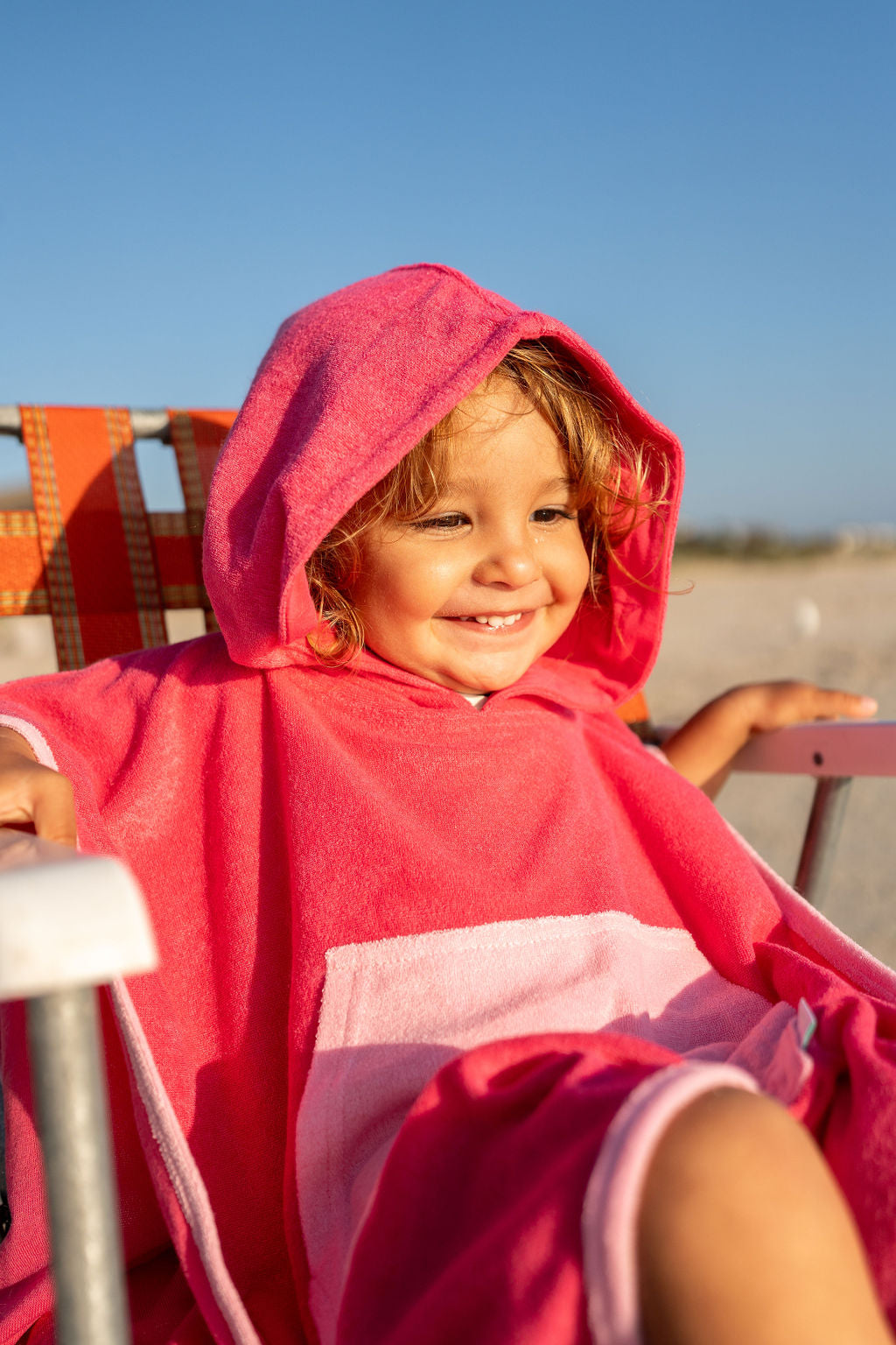 TERRY TOWELLING HOODED TOWEL - PINK