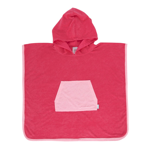 TERRY TOWELLING HOODED TOWEL - PINK