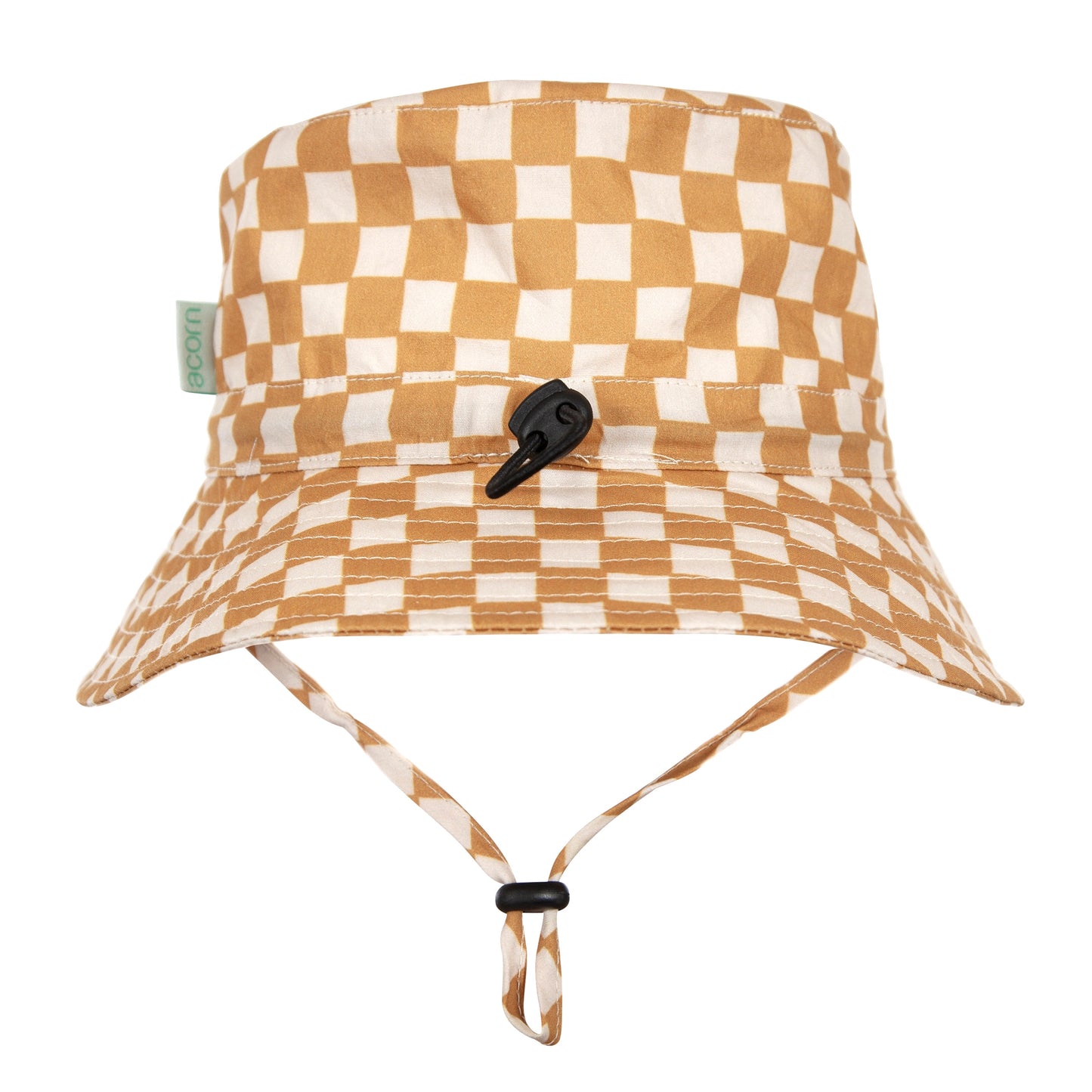 CHECKMATE WIDE BRIM BUCKET HAT - CARAMEL | CREAM
