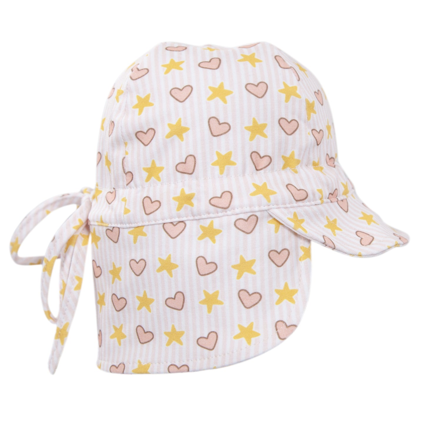LOVE & STARS FLAP HAT - PINK & YELLOW